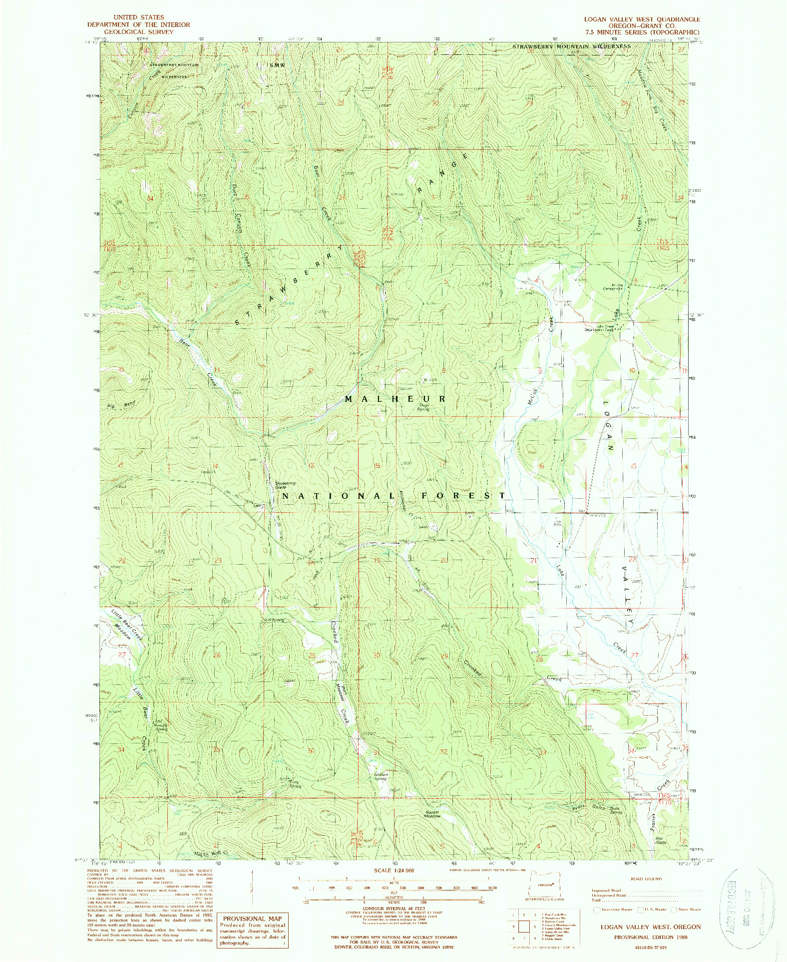 USGS 1:24000-SCALE QUADRANGLE FOR LOGAN VALLEY WEST, OR 1988