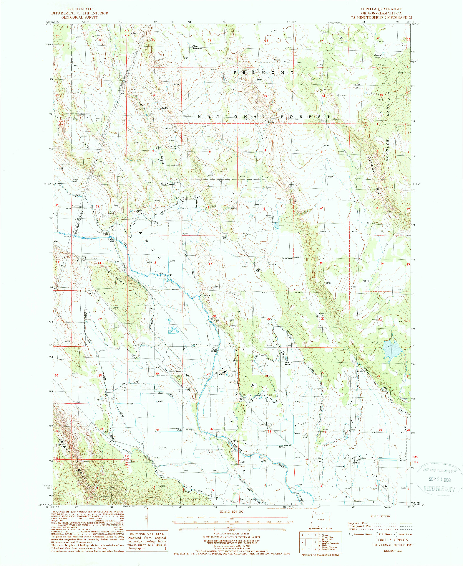 USGS 1:24000-SCALE QUADRANGLE FOR LORELLA, OR 1988