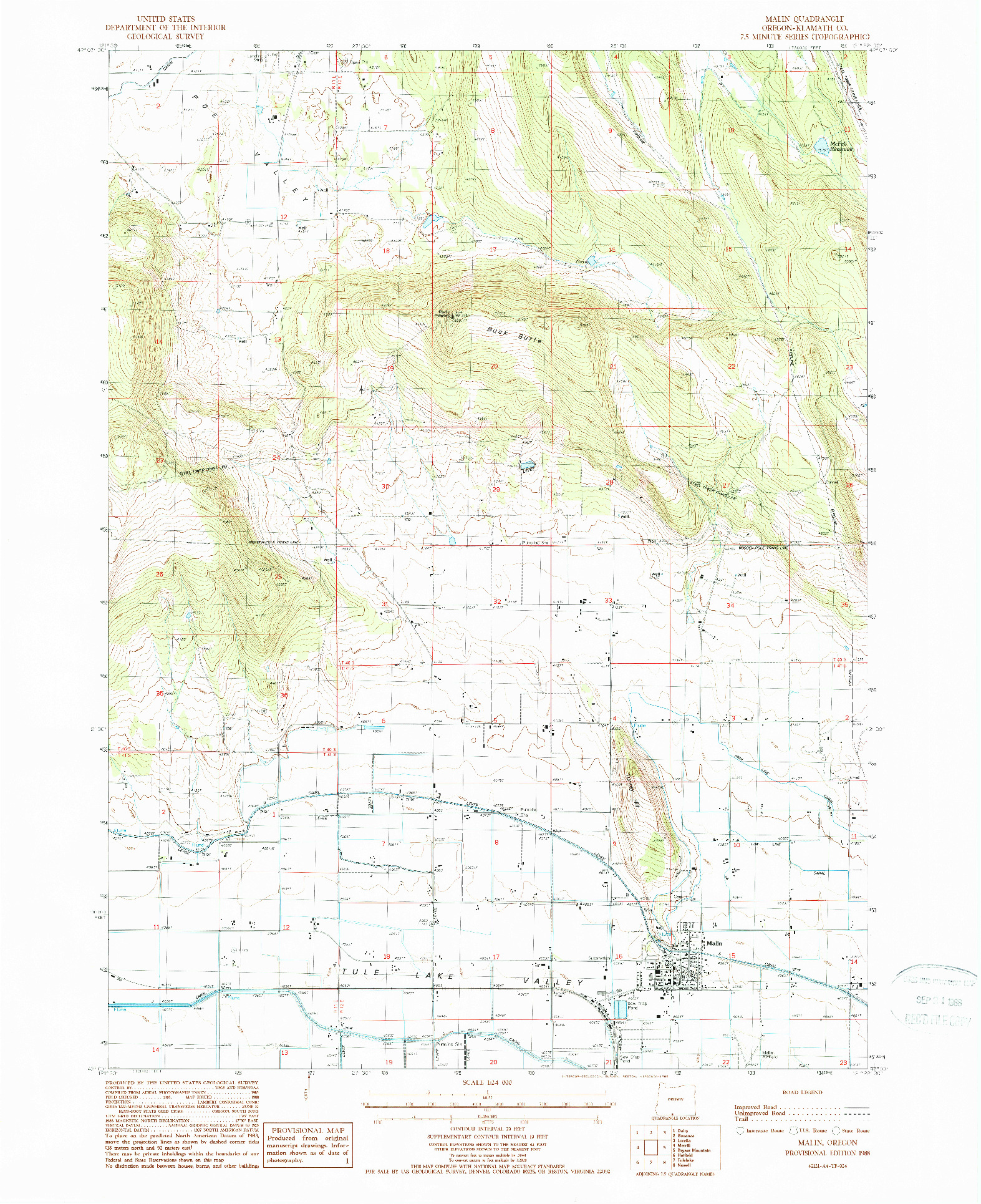 USGS 1:24000-SCALE QUADRANGLE FOR MALIN, OR 1988