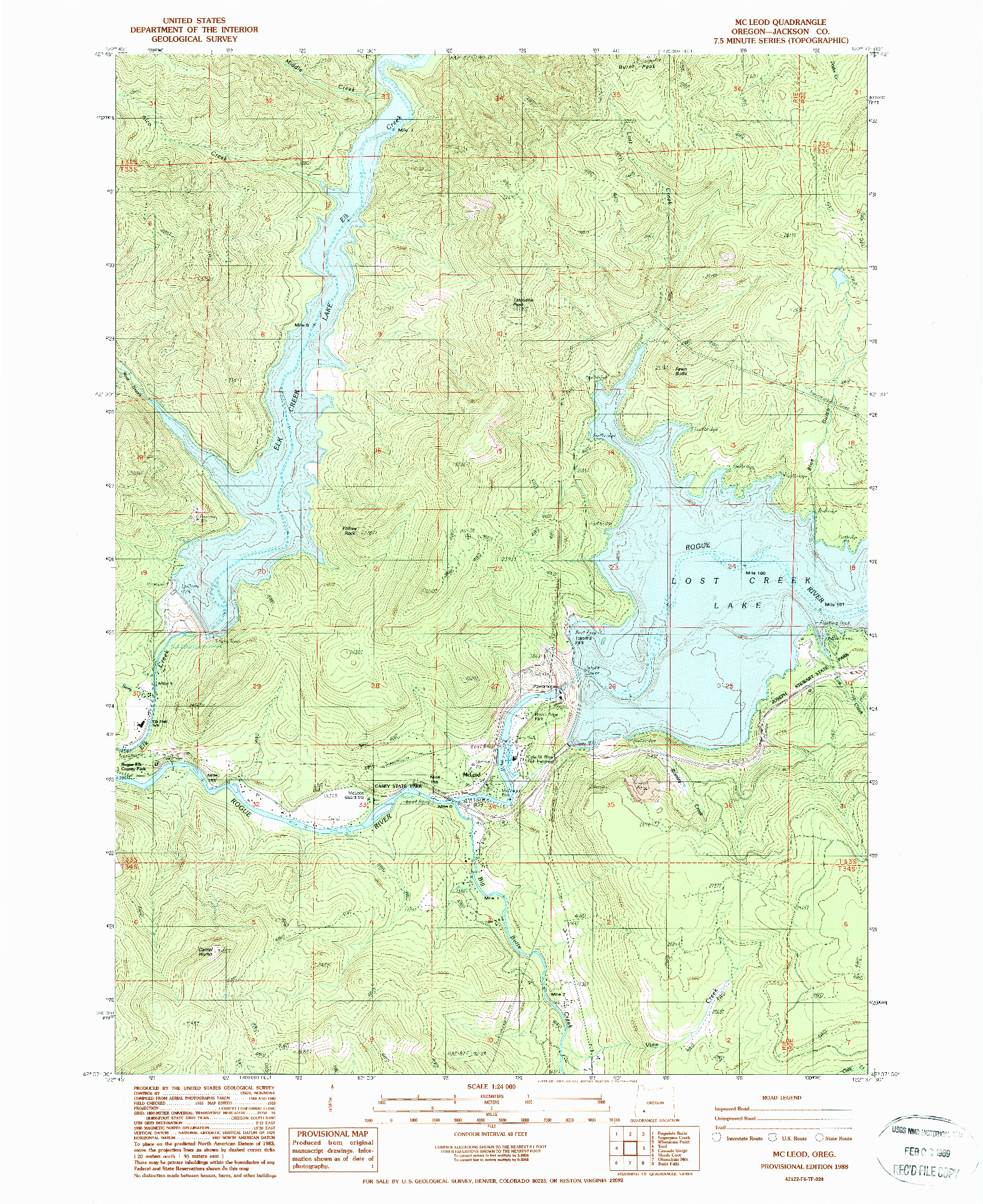 USGS 1:24000-SCALE QUADRANGLE FOR MC LEOD, OR 1988