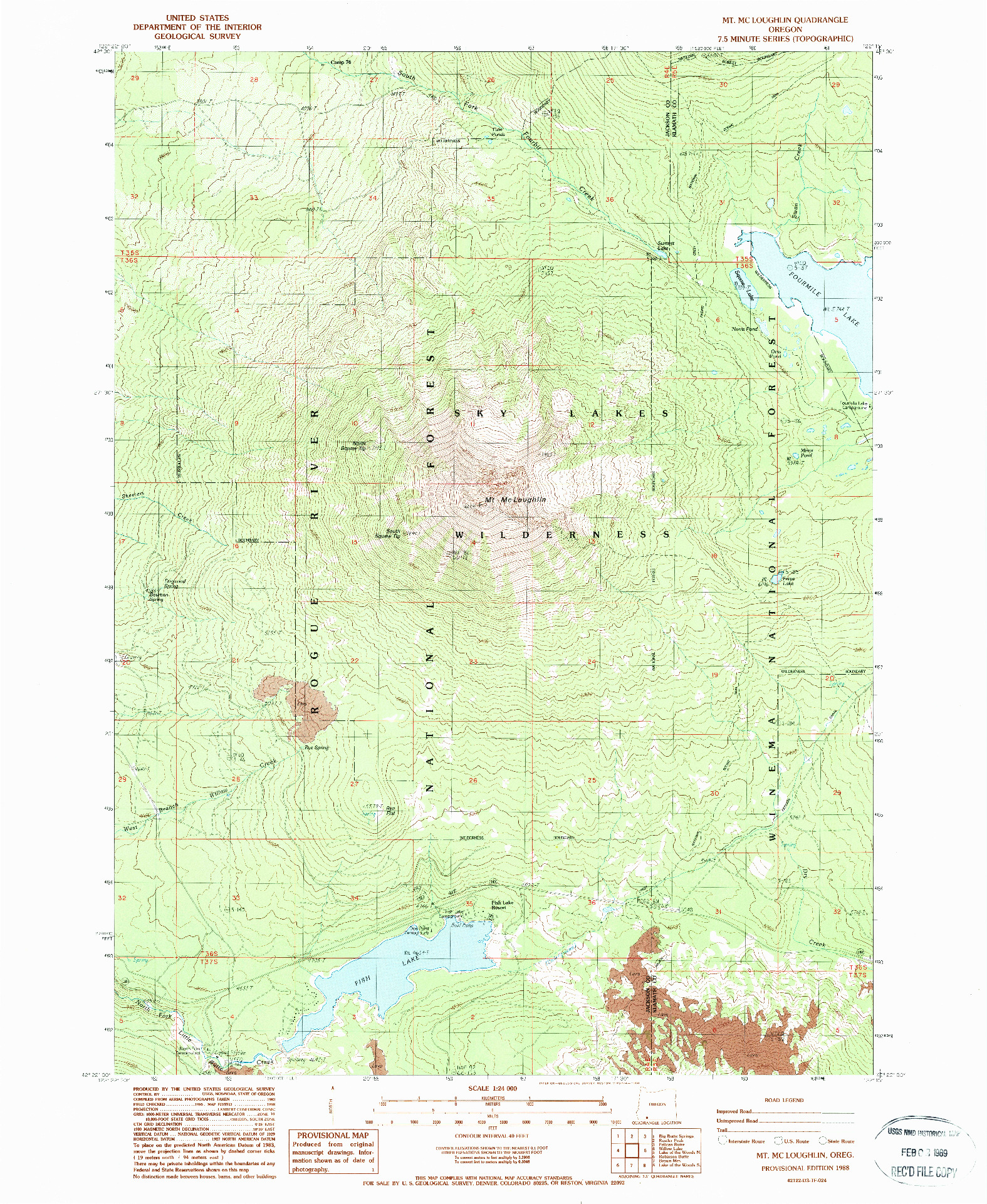 USGS 1:24000-SCALE QUADRANGLE FOR MT. MC LOUGHLIN, OR 1988