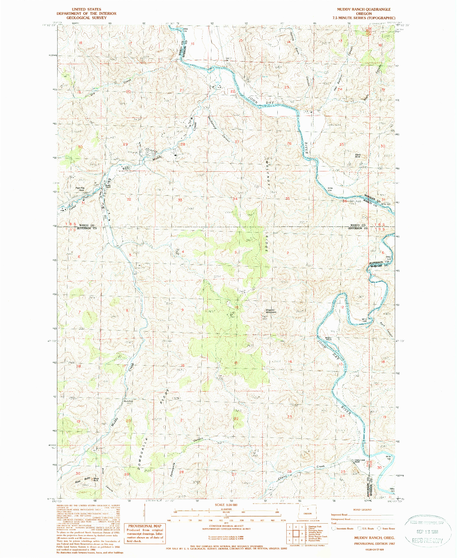 USGS 1:24000-SCALE QUADRANGLE FOR MUDDY RANCH, OR 1987