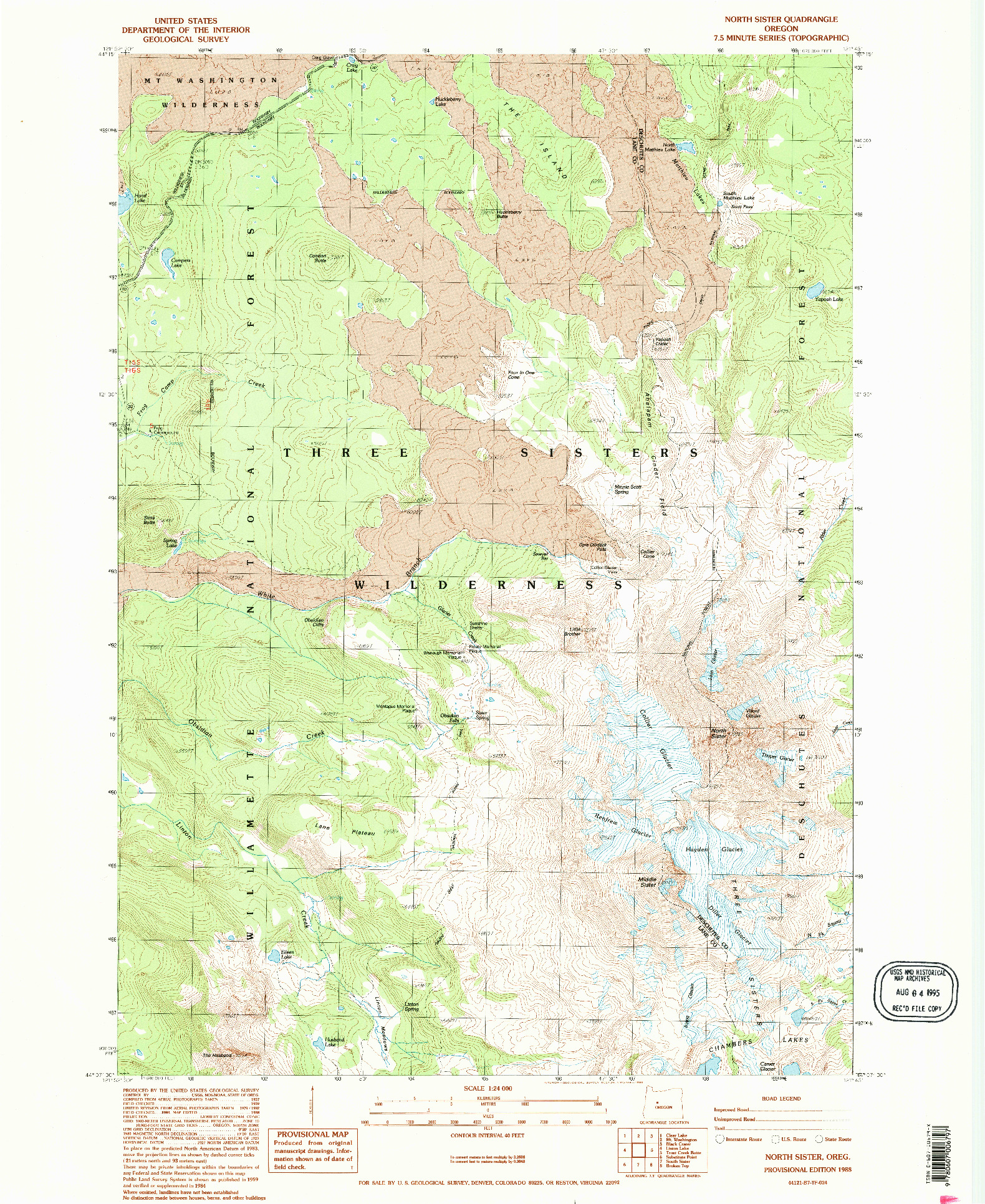 USGS 1:24000-SCALE QUADRANGLE FOR NORTH SISTER, OR 1988