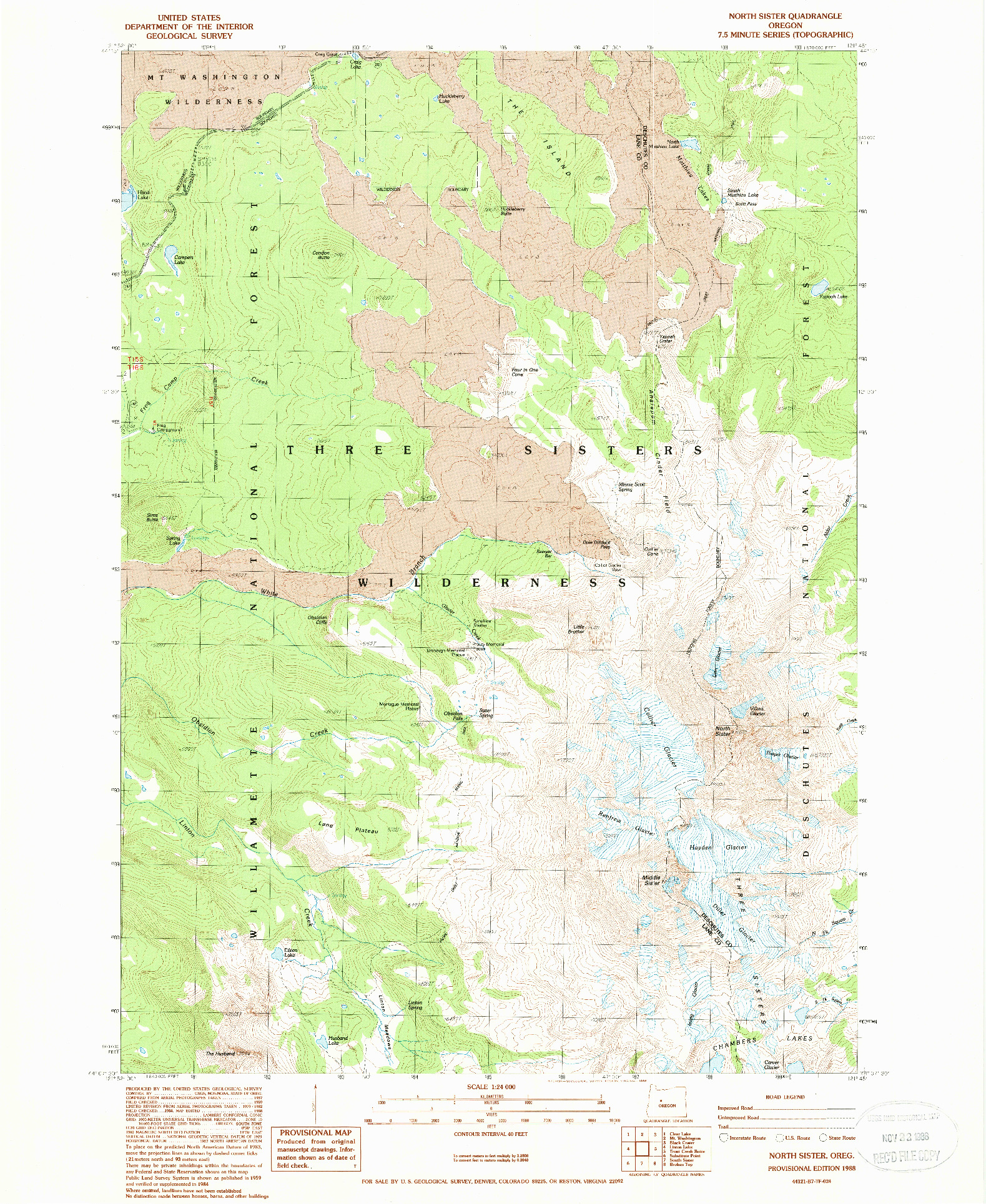 USGS 1:24000-SCALE QUADRANGLE FOR NORTH SISTER, OR 1988