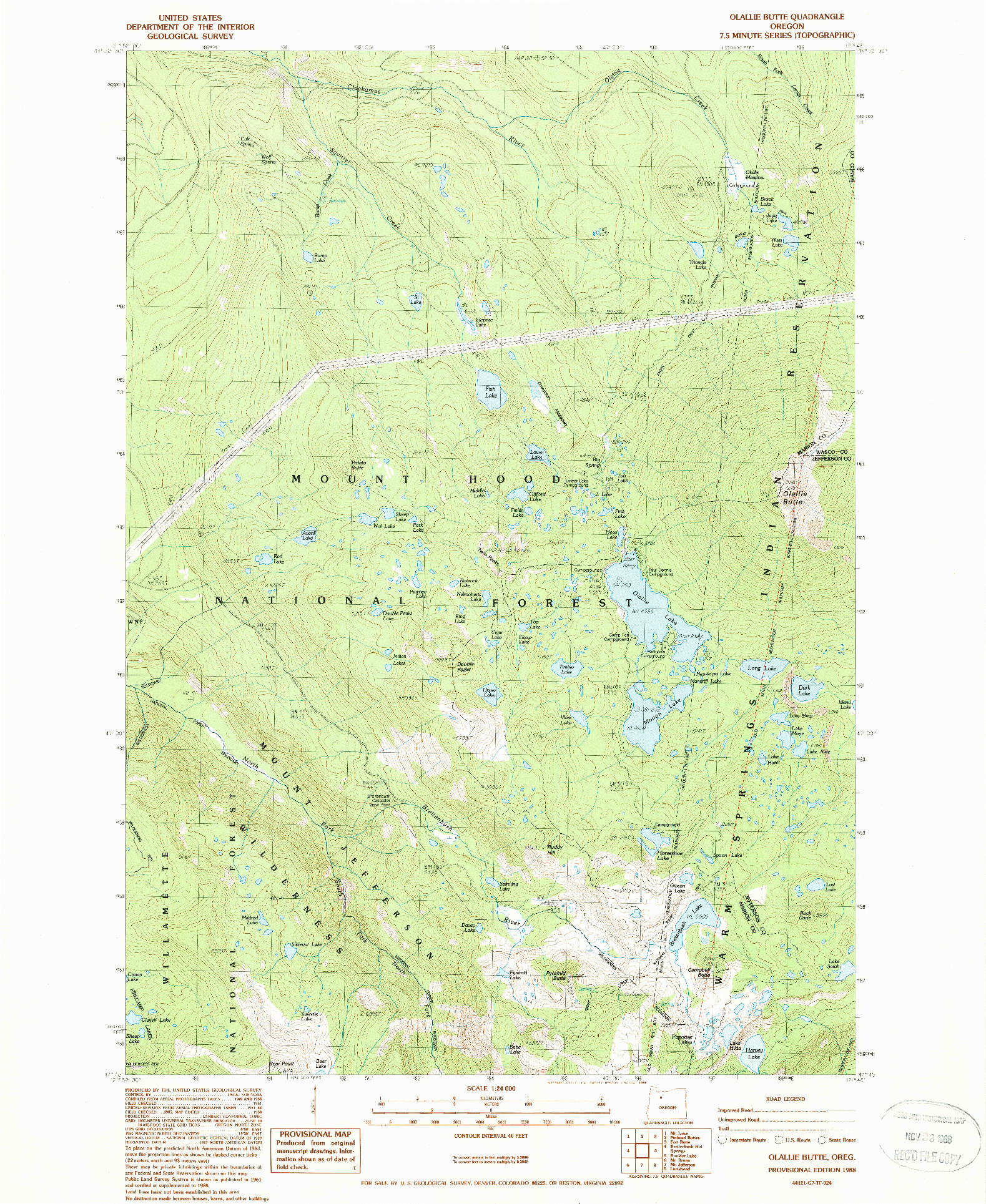 USGS 1:24000-SCALE QUADRANGLE FOR OLALLIE BUTTE, OR 1988