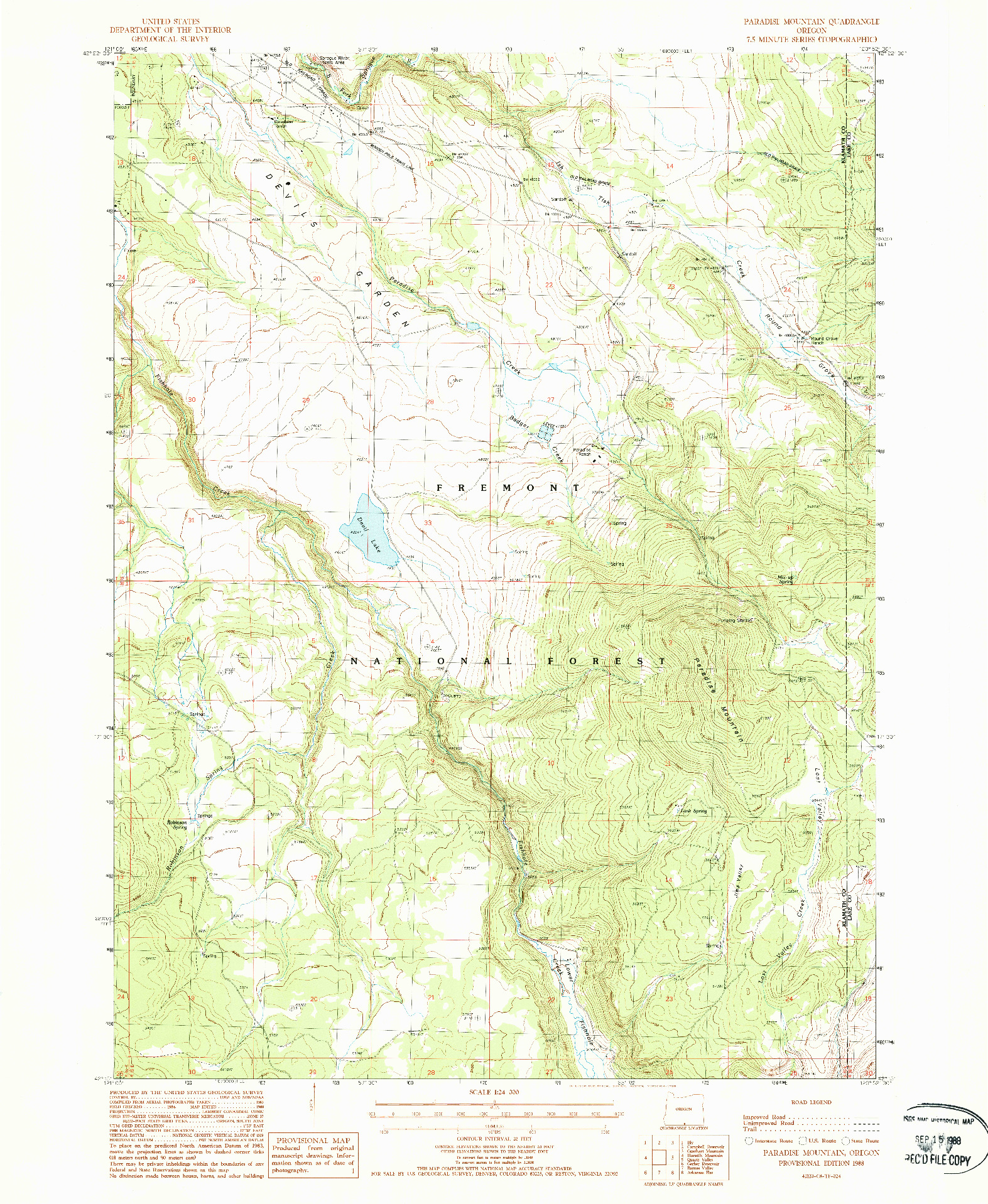 USGS 1:24000-SCALE QUADRANGLE FOR PARADISE MOUNTAIN, OR 1988