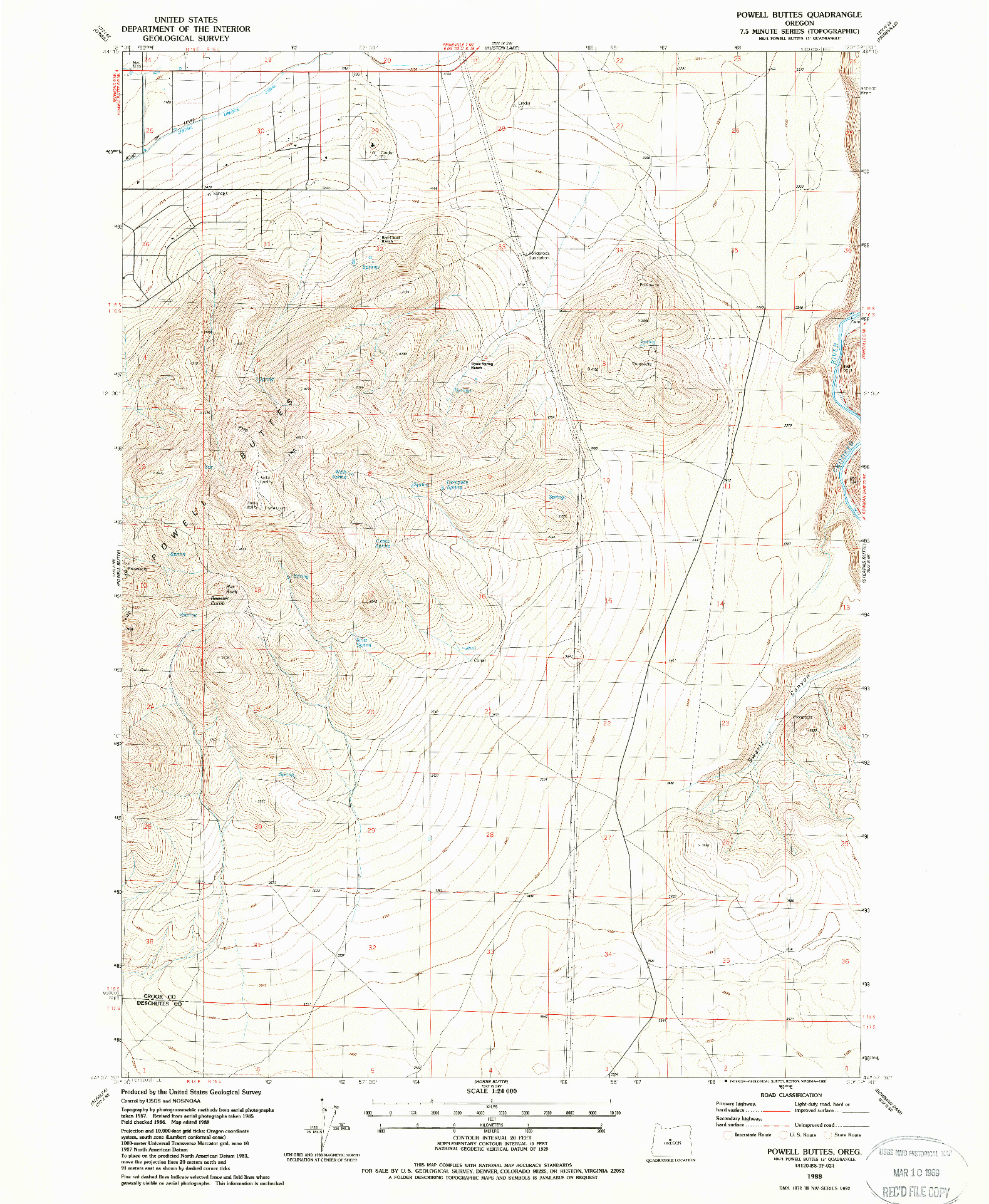 USGS 1:24000-SCALE QUADRANGLE FOR POWELL BUTTES, OR 1988