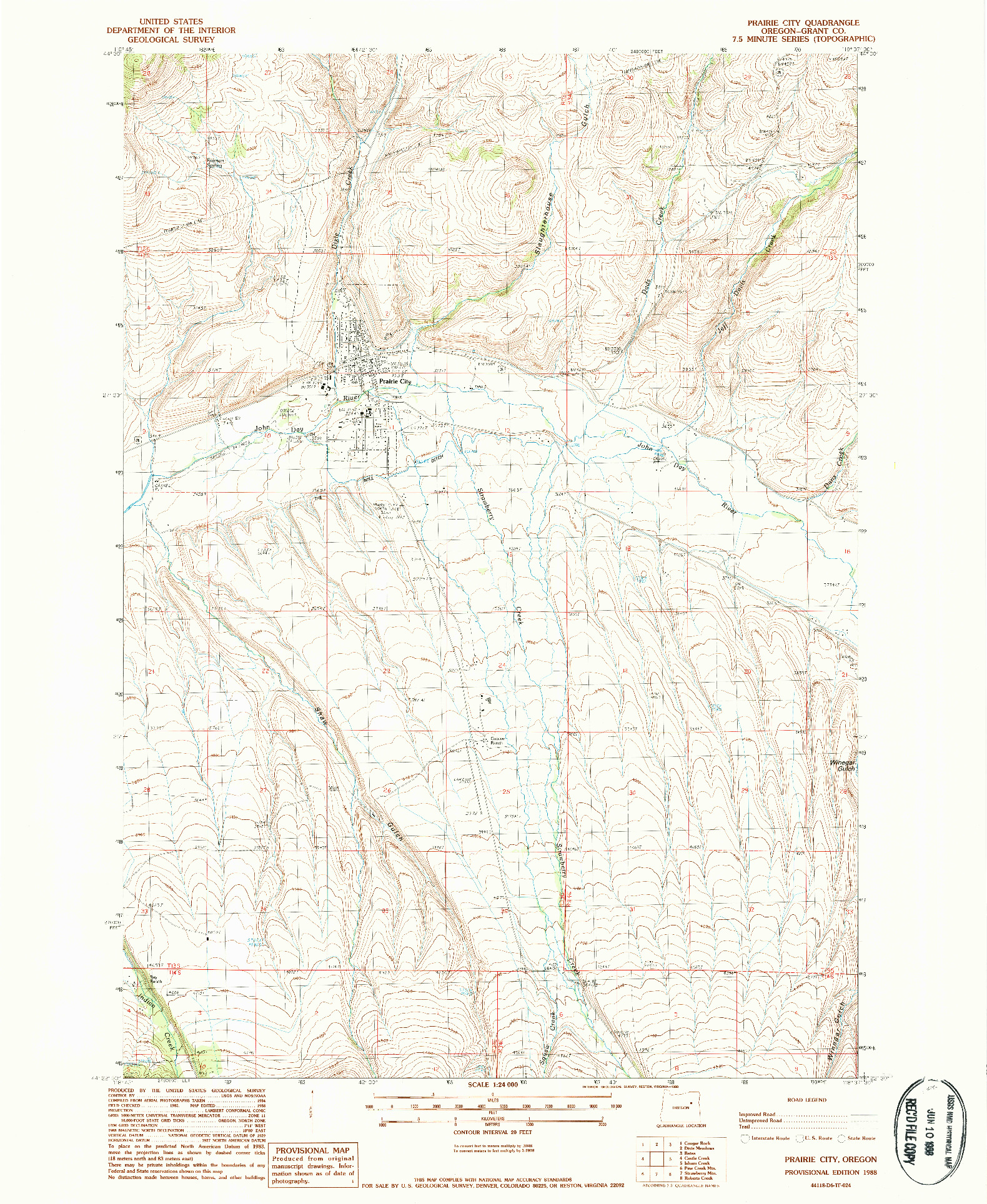 USGS 1:24000-SCALE QUADRANGLE FOR PRAIRIE CITY, OR 1988