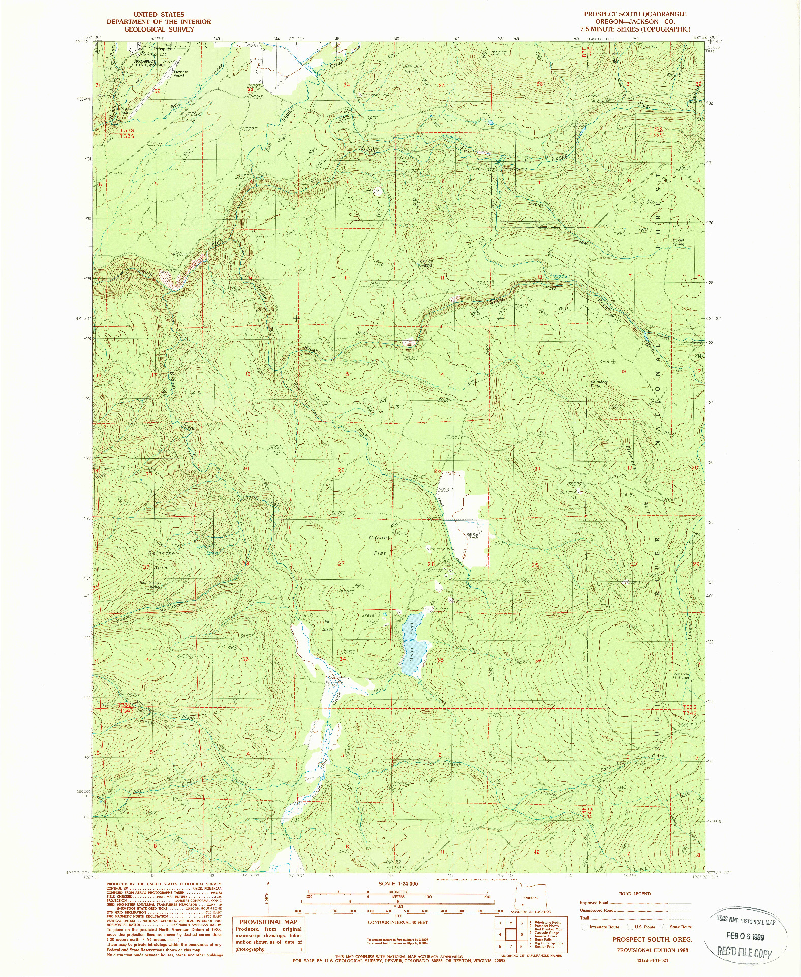USGS 1:24000-SCALE QUADRANGLE FOR PROSPECT SOUTH, OR 1988