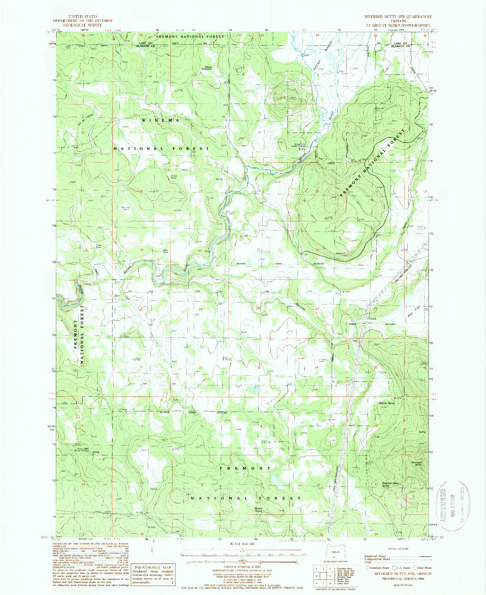 USGS 1:24000-SCALE QUADRANGLE FOR RIVERBED BUTTE SPRING, OR 1988