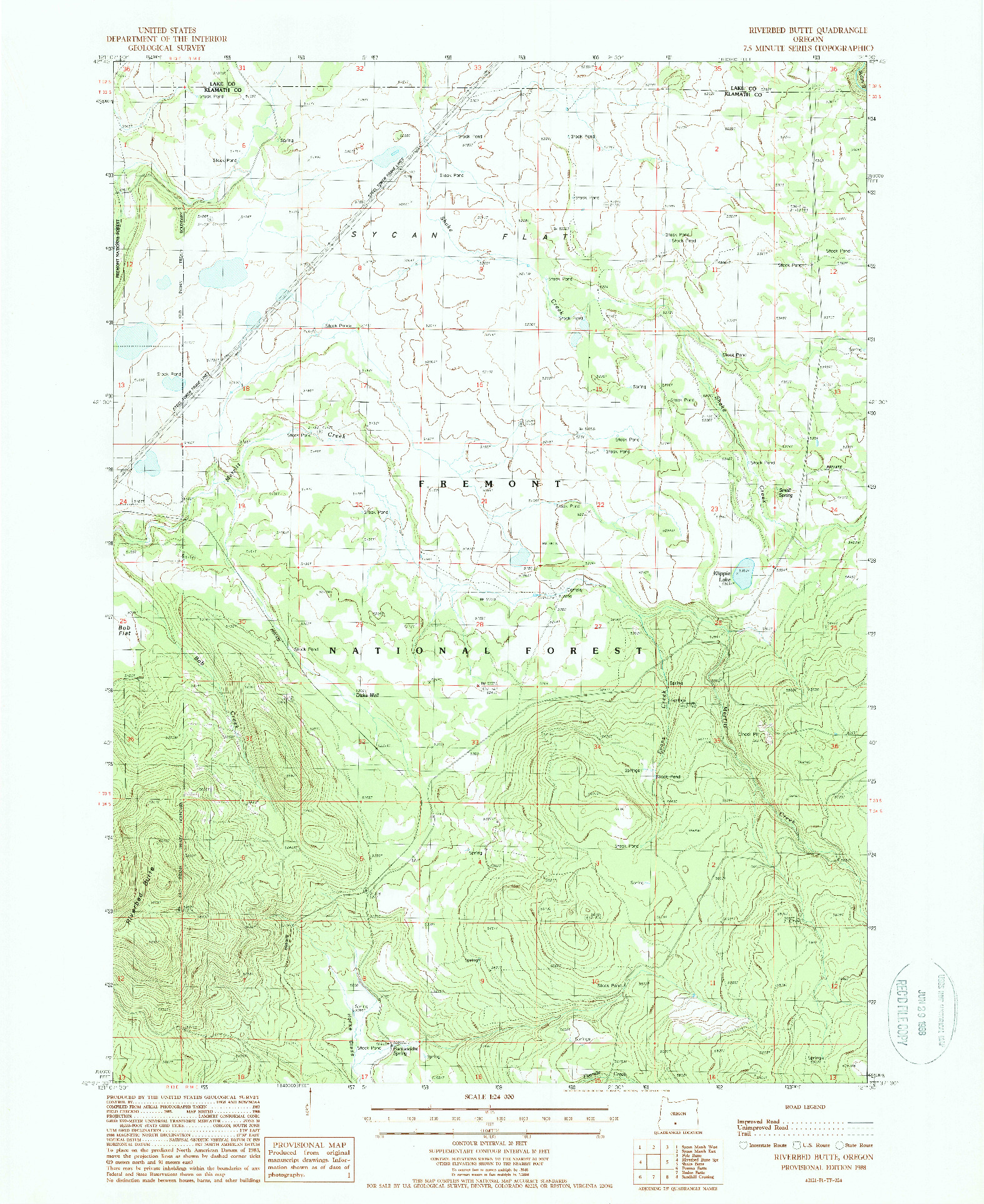 USGS 1:24000-SCALE QUADRANGLE FOR RIVERBED BUTTE, OR 1988