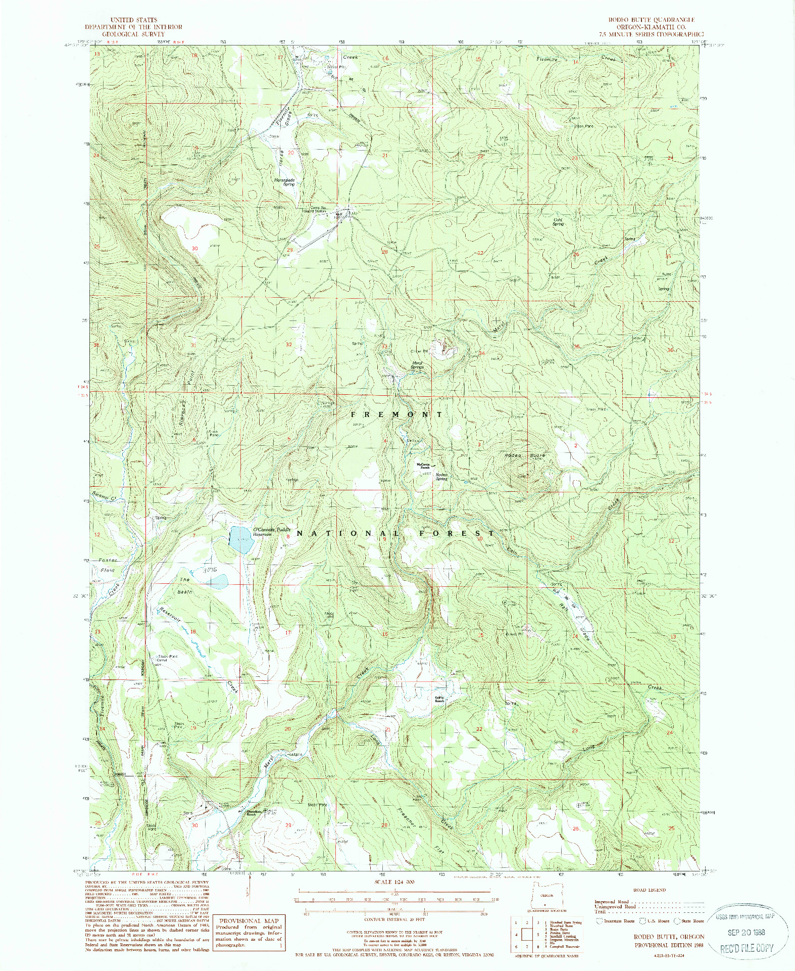 USGS 1:24000-SCALE QUADRANGLE FOR RODEO BUTTE, OR 1988
