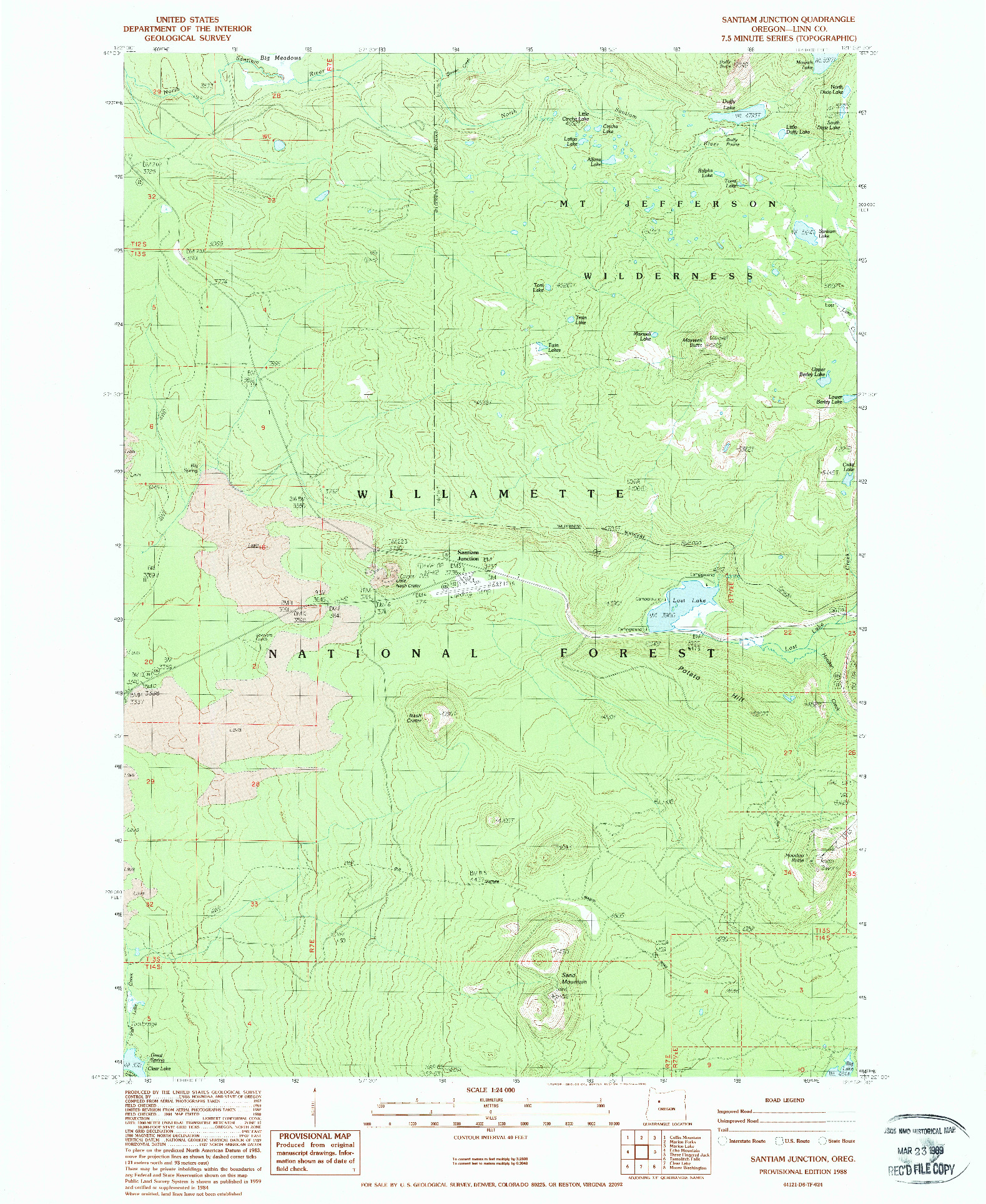 USGS 1:24000-SCALE QUADRANGLE FOR SANTIAM JUNCTION, OR 1988