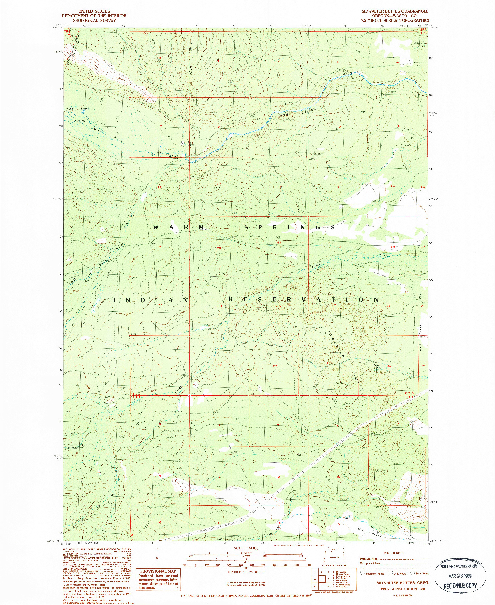 USGS 1:24000-SCALE QUADRANGLE FOR SIDWALTER BUTTES, OR 1988