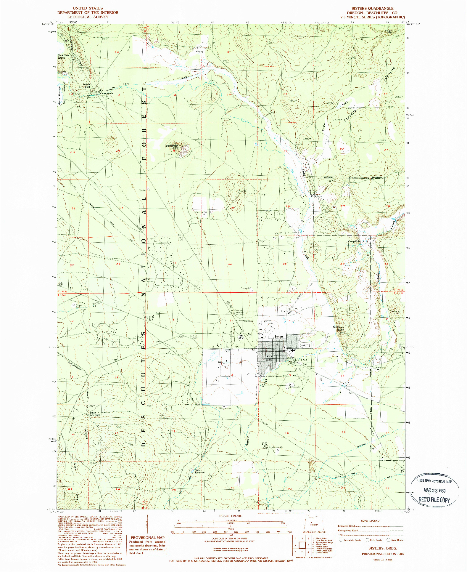USGS 1:24000-SCALE QUADRANGLE FOR SISTERS, OR 1988