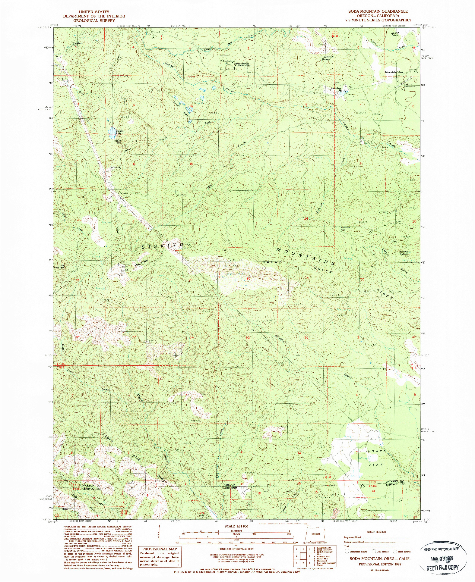 USGS 1:24000-SCALE QUADRANGLE FOR SODA MOUNTAIN, OR 1988