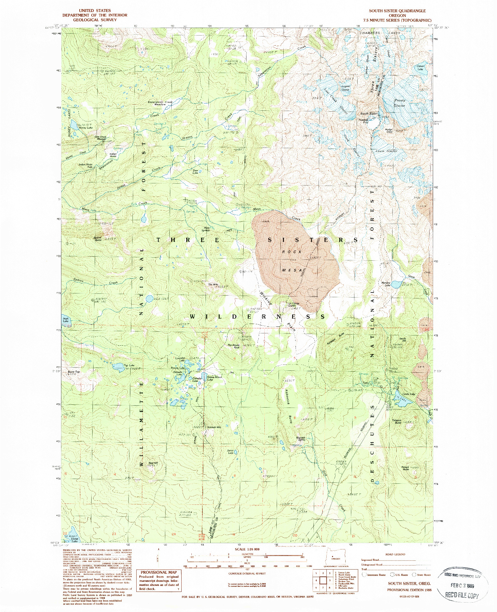 USGS 1:24000-SCALE QUADRANGLE FOR SOUTH SISTER, OR 1988