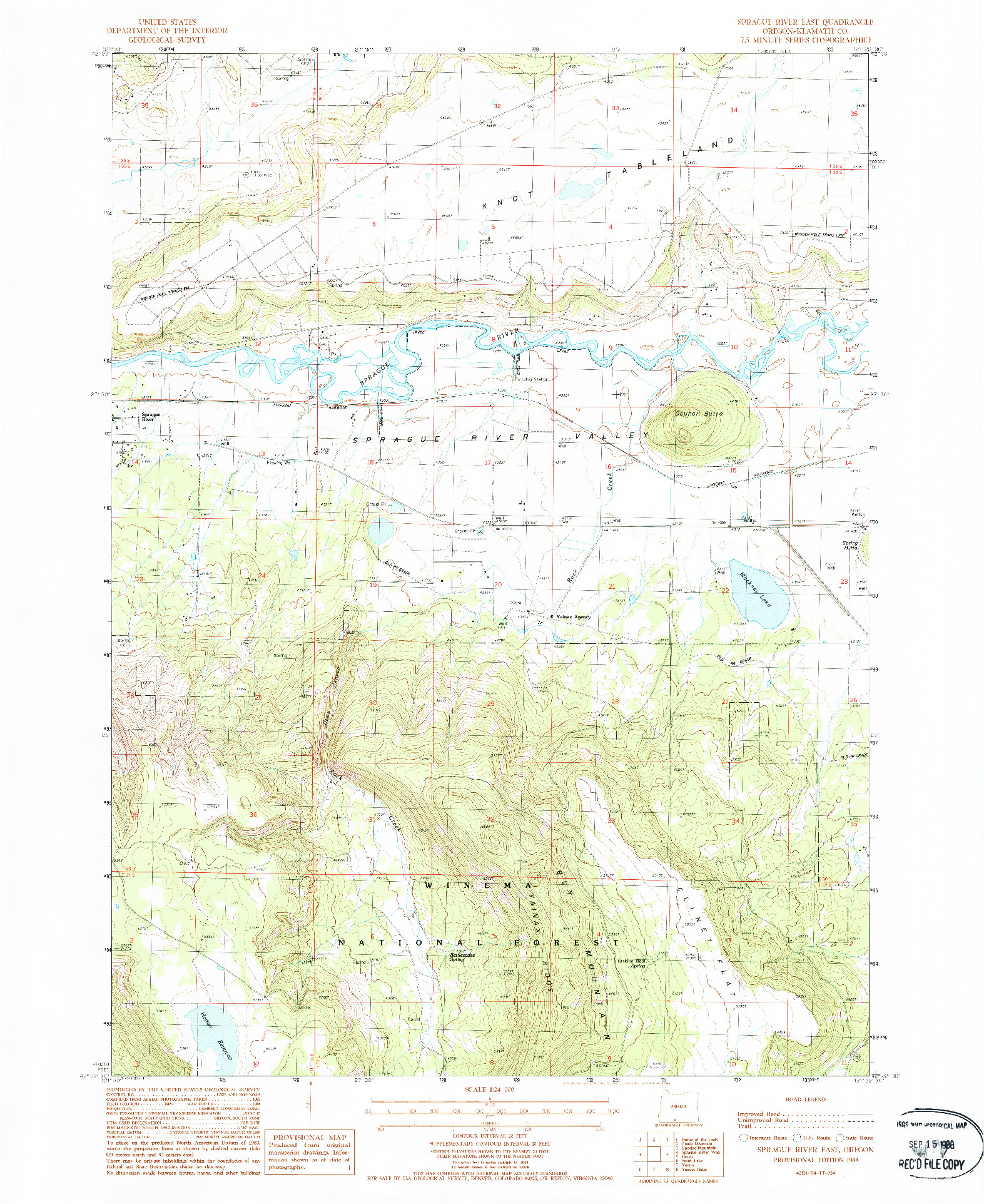 USGS 1:24000-SCALE QUADRANGLE FOR SPRAGUE RIVER EAST, OR 1988