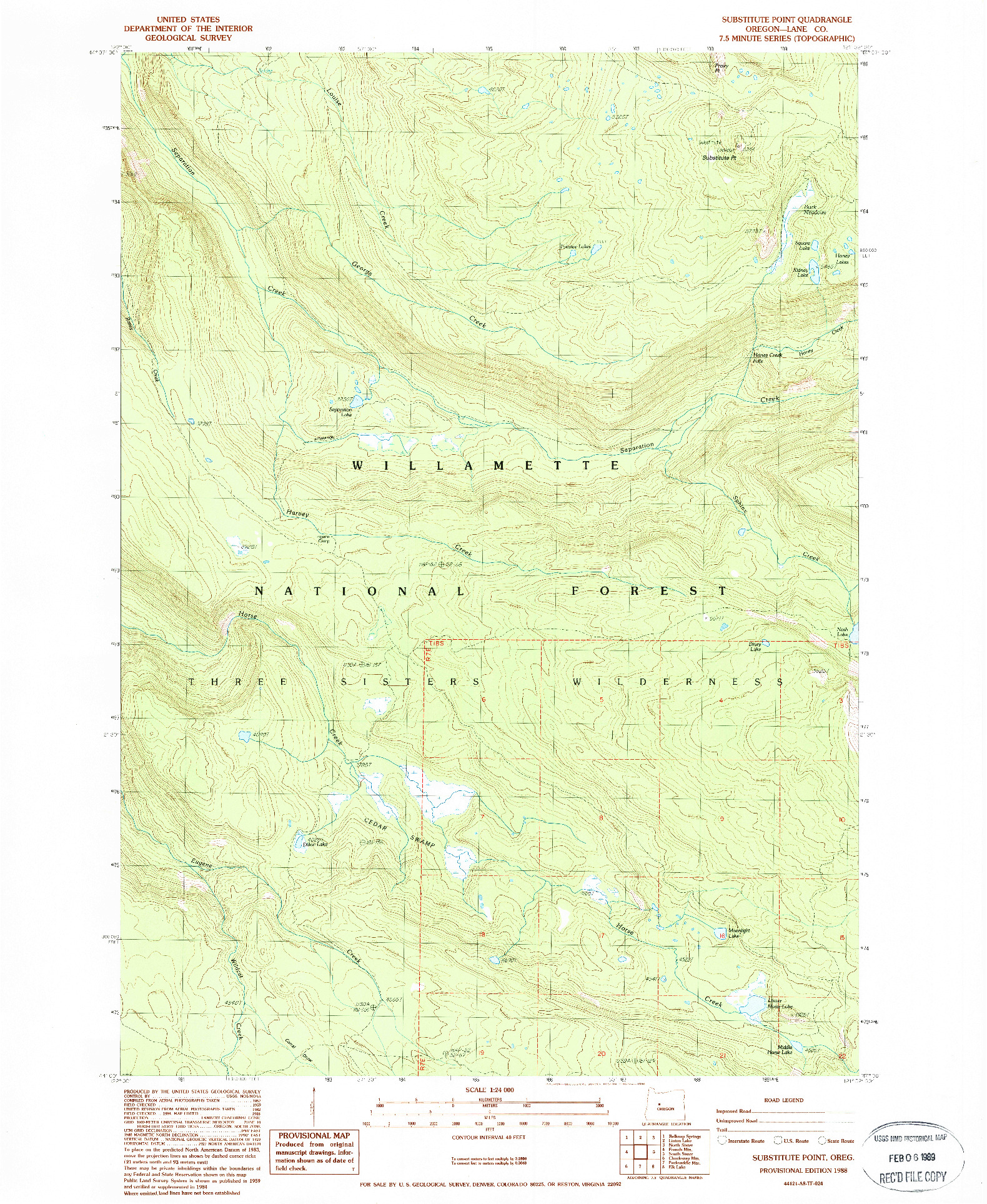 USGS 1:24000-SCALE QUADRANGLE FOR SUBSTITUTE POINT, OR 1988