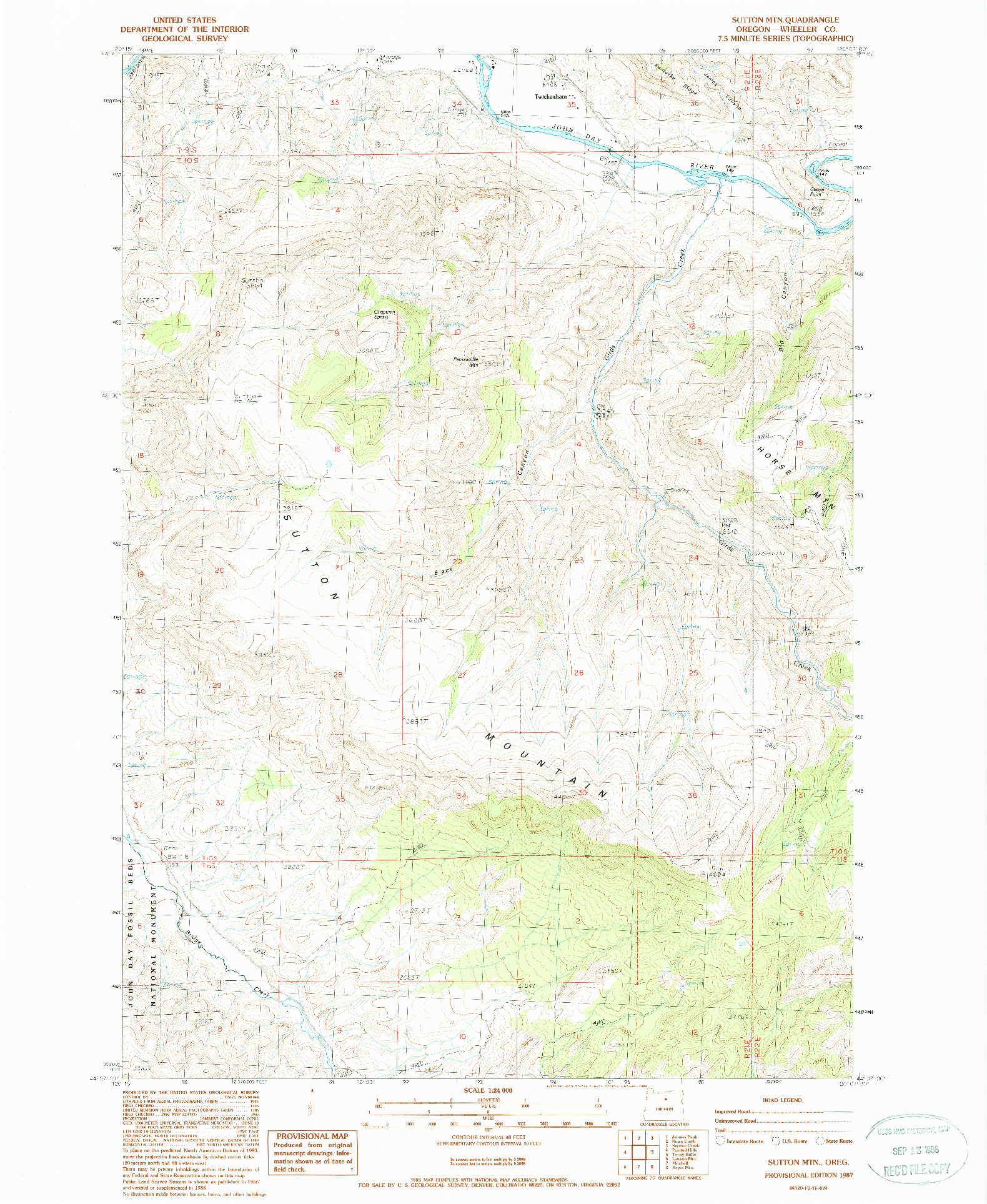 USGS 1:24000-SCALE QUADRANGLE FOR SUTTON MTN., OR 1987