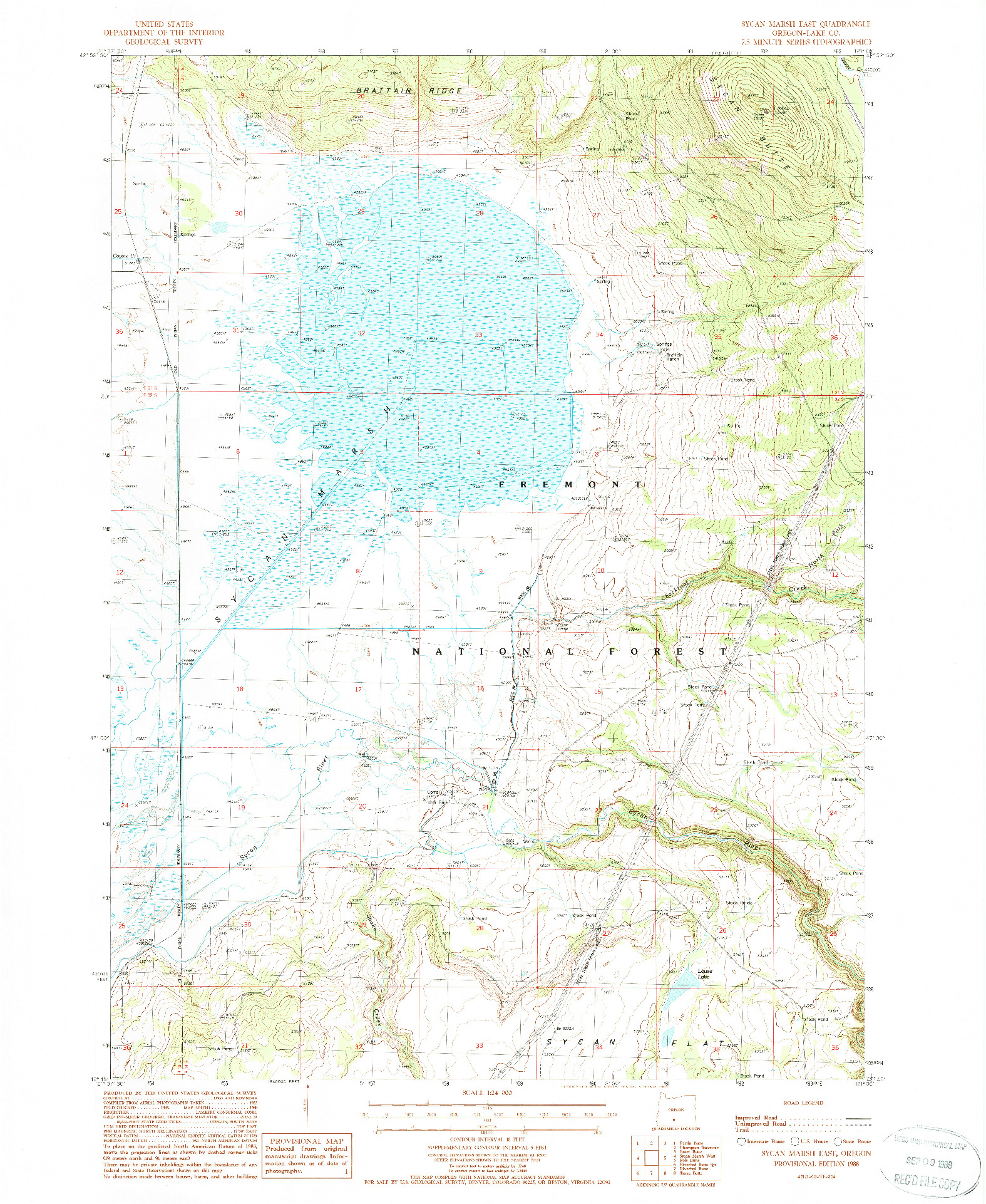USGS 1:24000-SCALE QUADRANGLE FOR SYCAN MARSH EAST, OR 1988