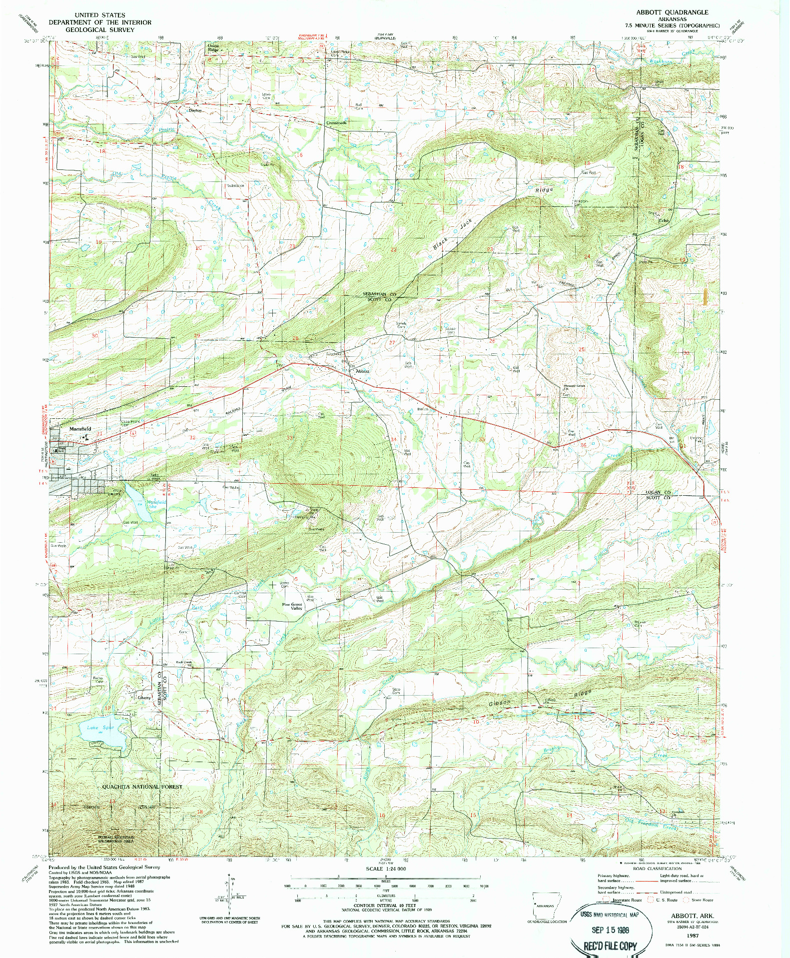USGS 1:24000-SCALE QUADRANGLE FOR ABBOTT, AR 1987