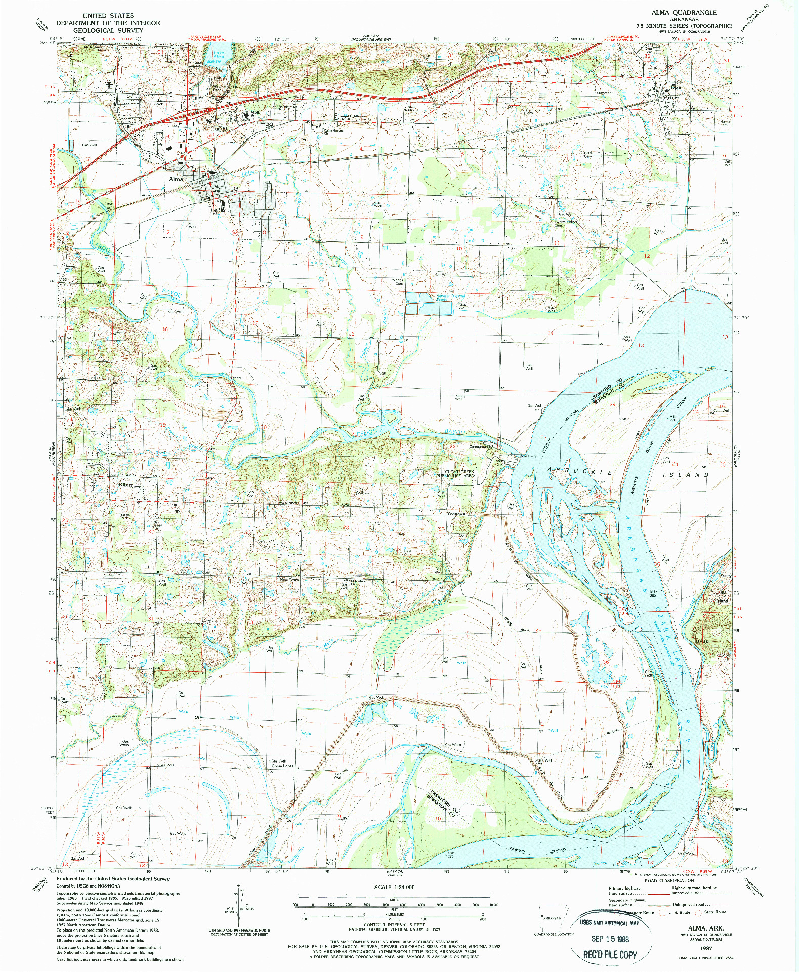 USGS 1:24000-SCALE QUADRANGLE FOR ALMA, AR 1987