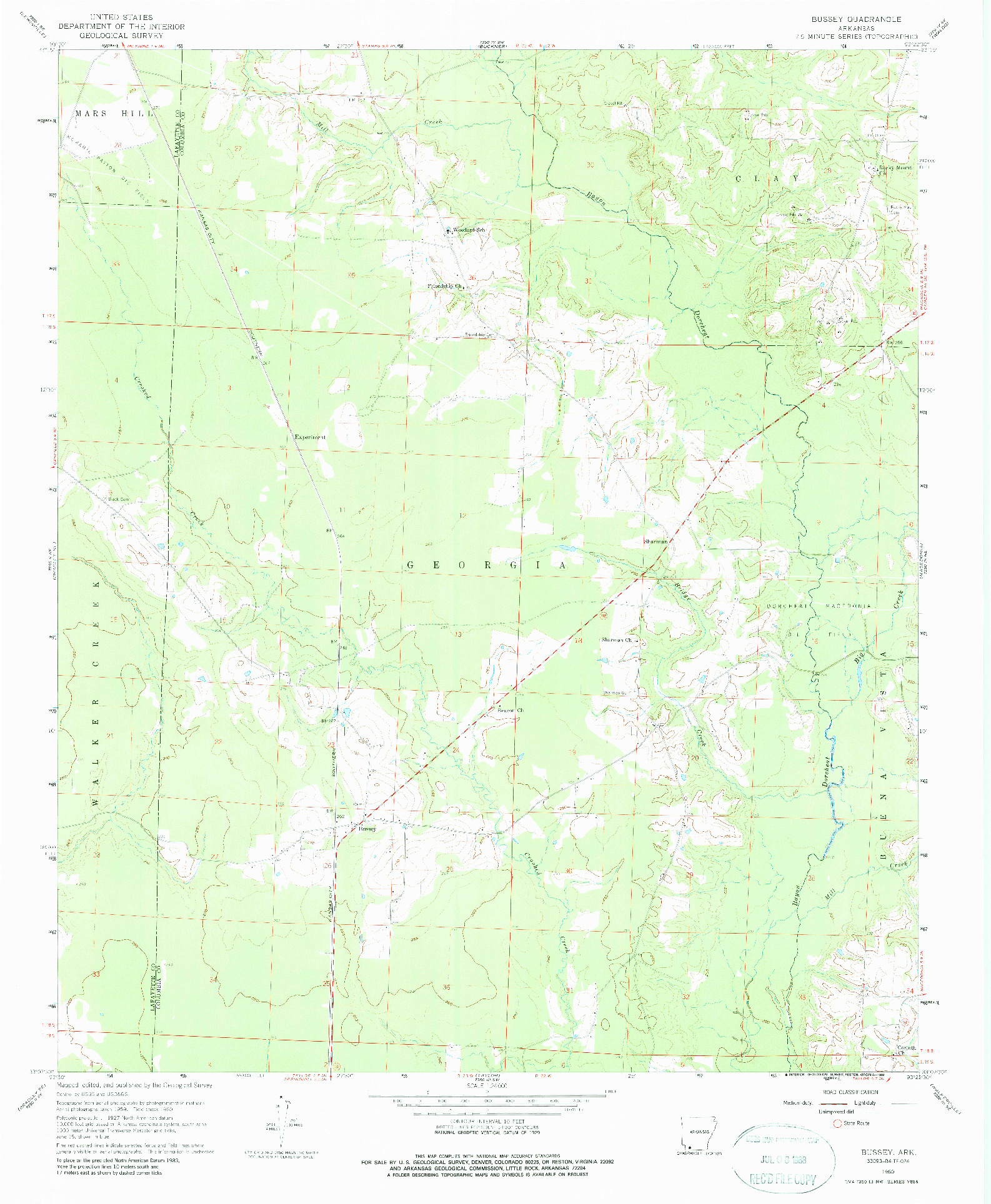 USGS 1:24000-SCALE QUADRANGLE FOR BUSSEY, AR 1960