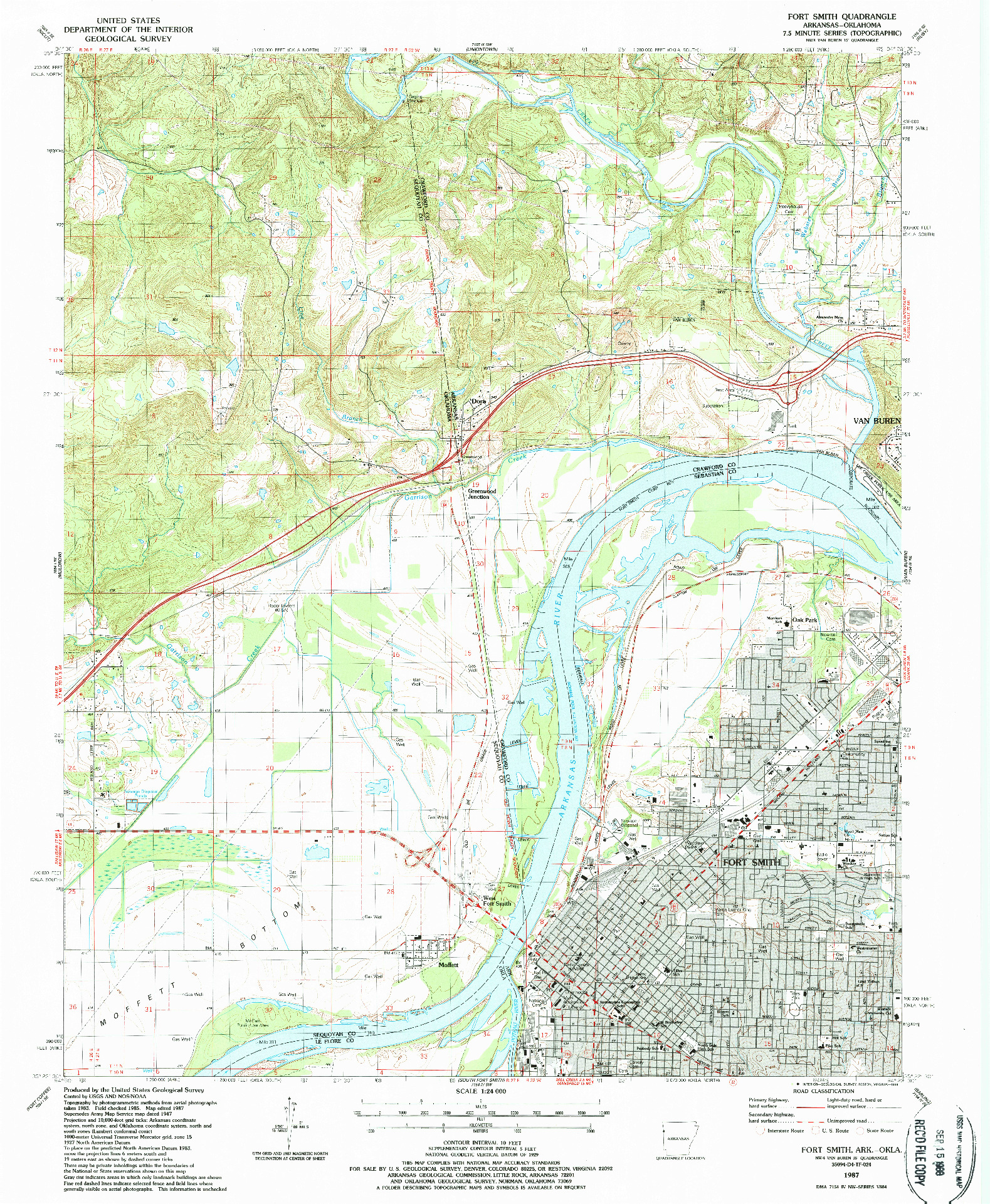 USGS 1:24000-SCALE QUADRANGLE FOR FORT SMITH, AR 1987