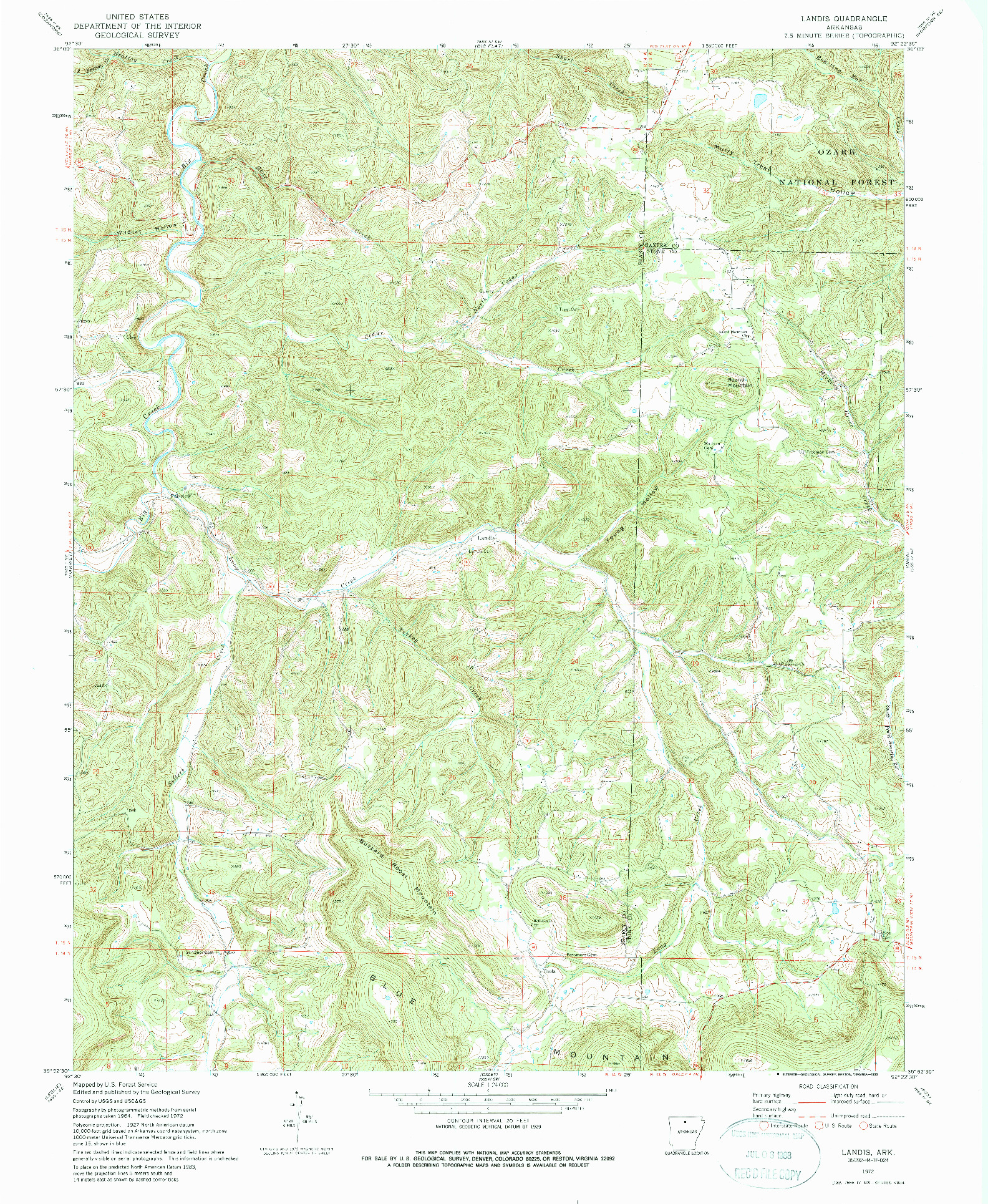 USGS 1:24000-SCALE QUADRANGLE FOR LANDIS, AR 1972