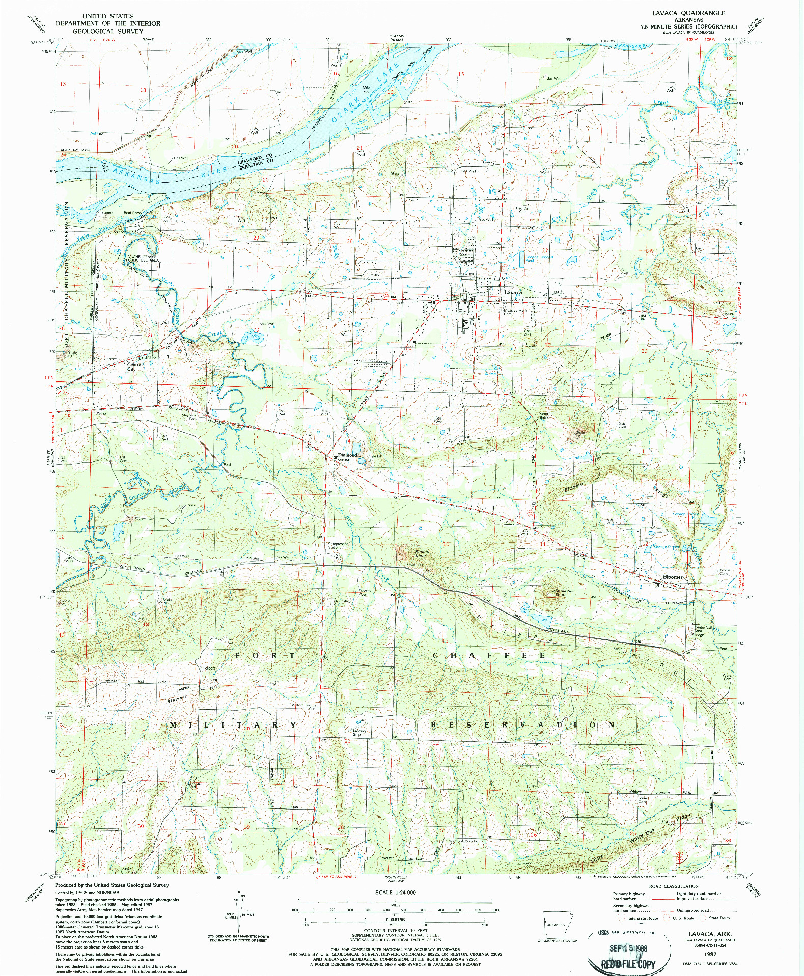 USGS 1:24000-SCALE QUADRANGLE FOR LAVACA, AR 1987