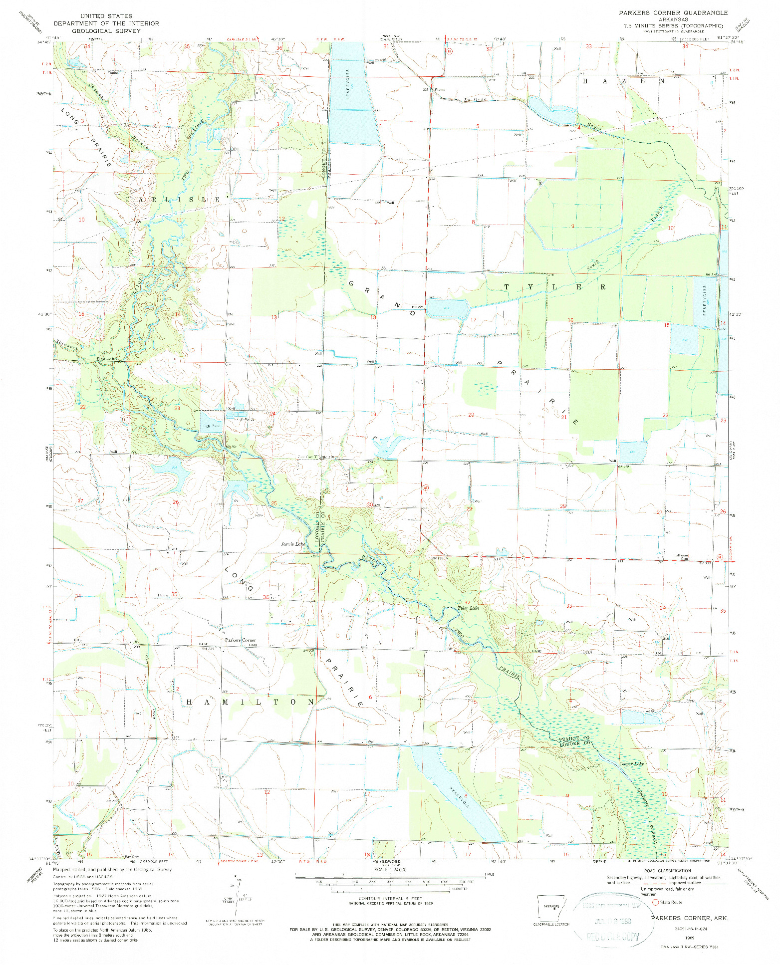 USGS 1:24000-SCALE QUADRANGLE FOR PARKERS CORNER, AR 1969