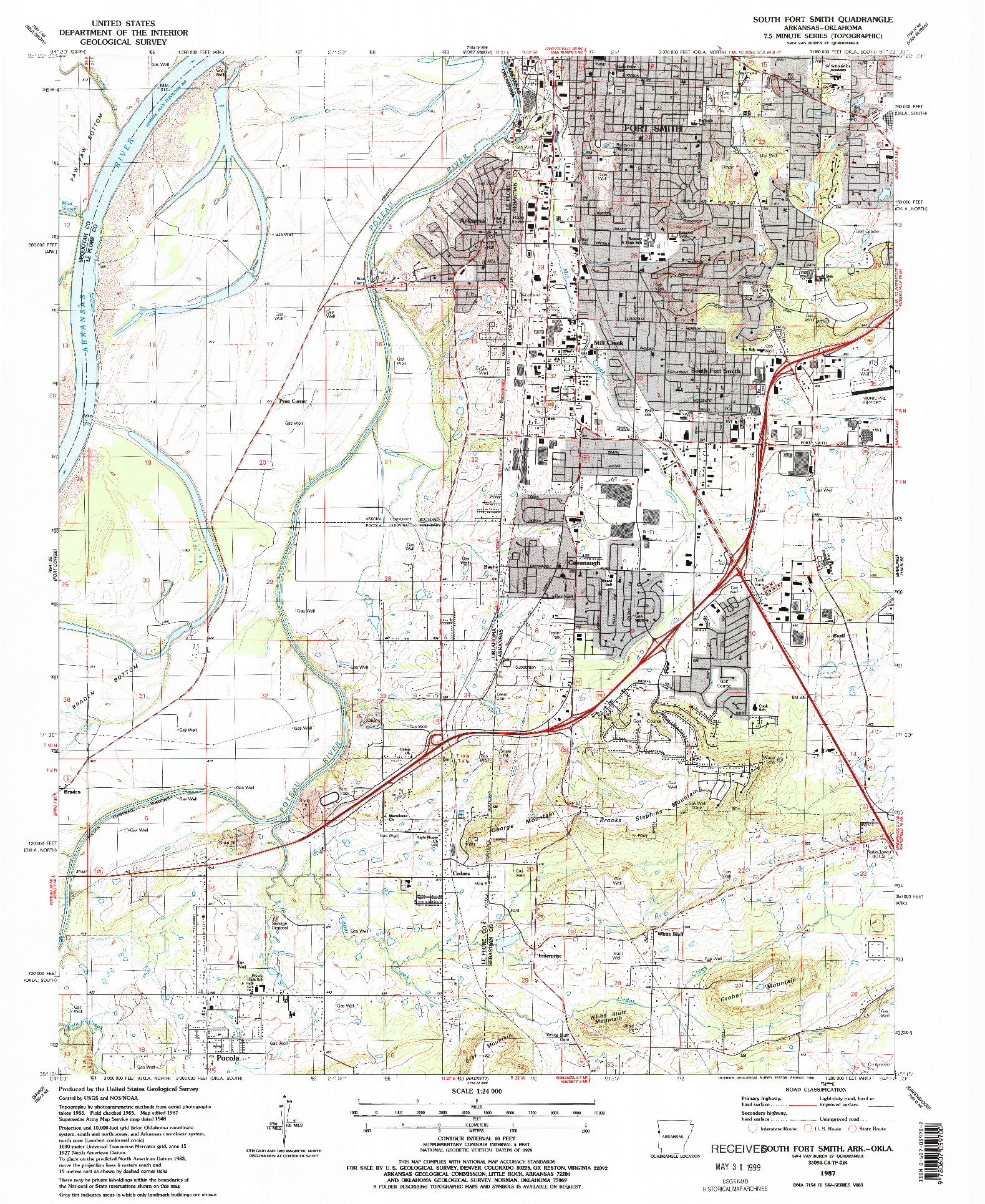 USGS 1:24000-SCALE QUADRANGLE FOR SOUTH FORT SMITH, AR 1987