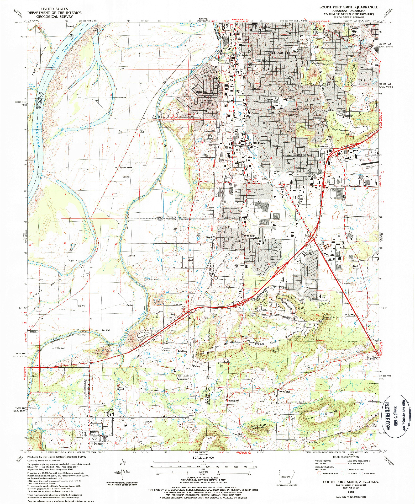 USGS 1:24000-SCALE QUADRANGLE FOR SOUTH FORT SMITH, AR 1987