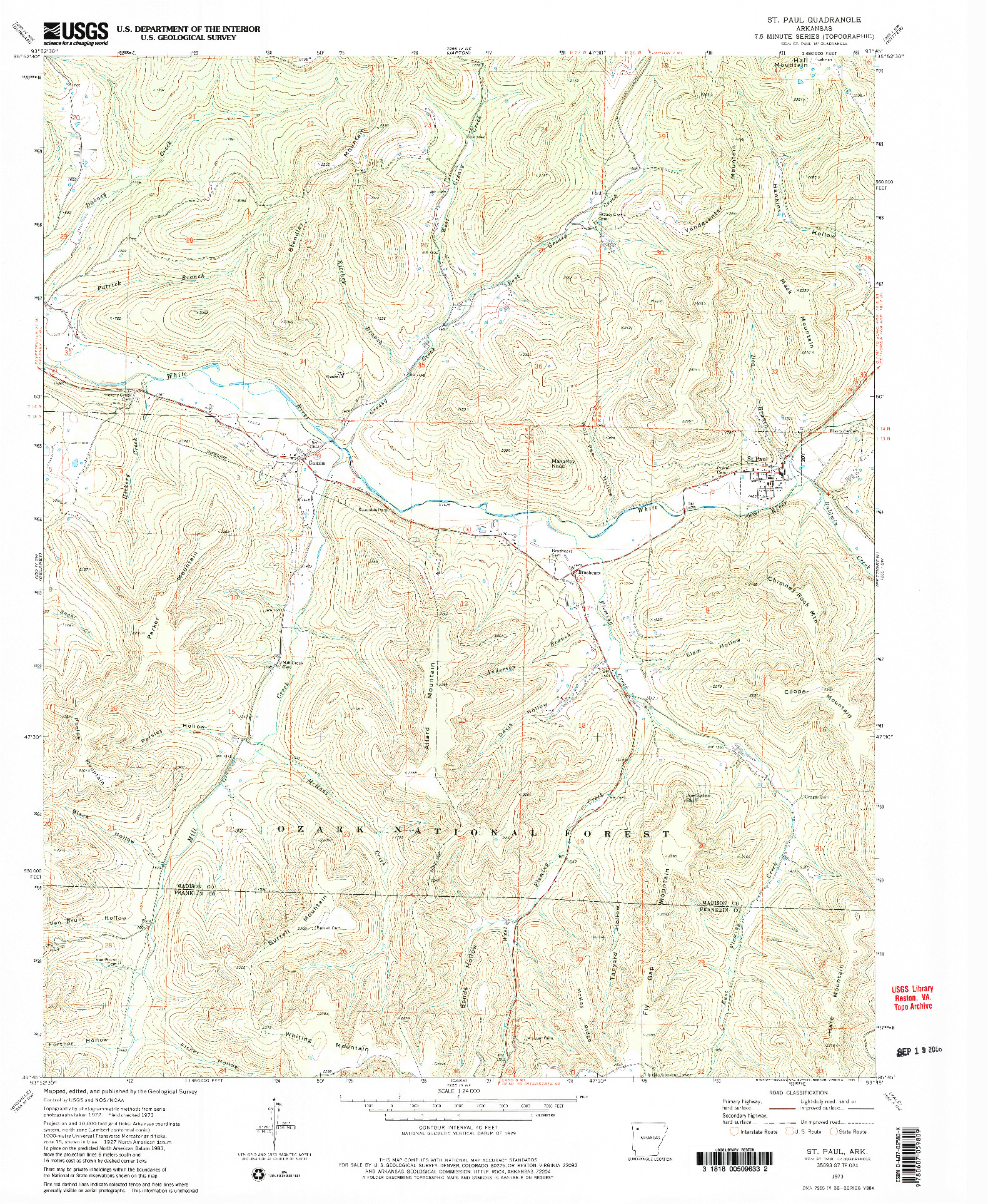 USGS 1:24000-SCALE QUADRANGLE FOR ST PAUL, AR 1973