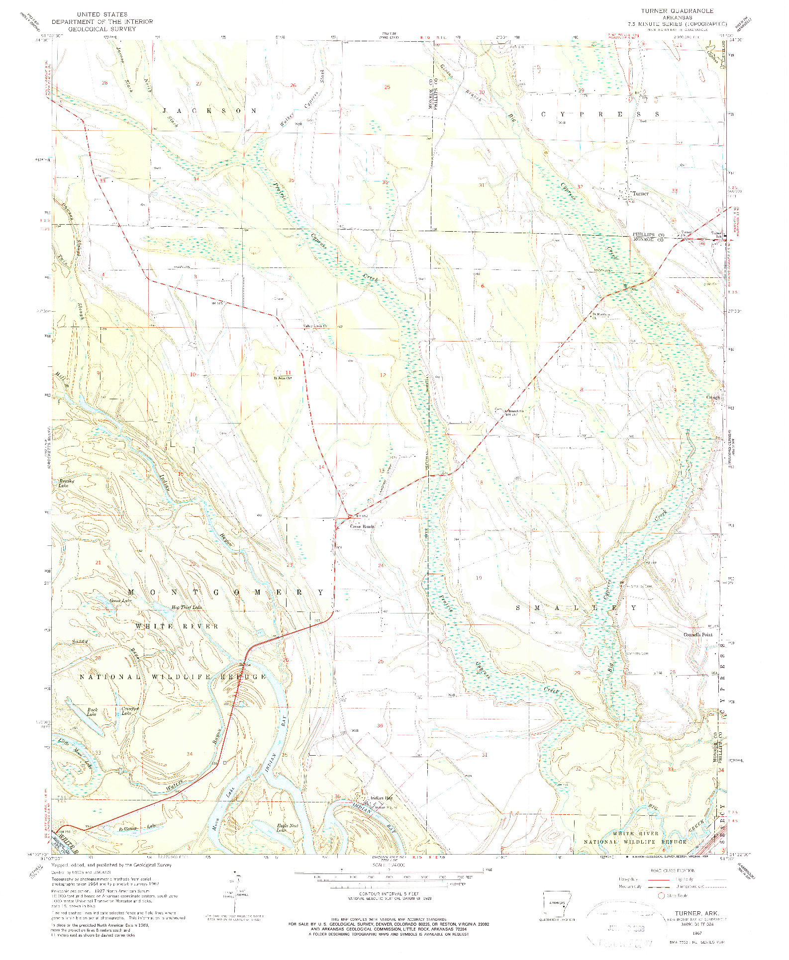 USGS 1:24000-SCALE QUADRANGLE FOR TURNER, AR 1967