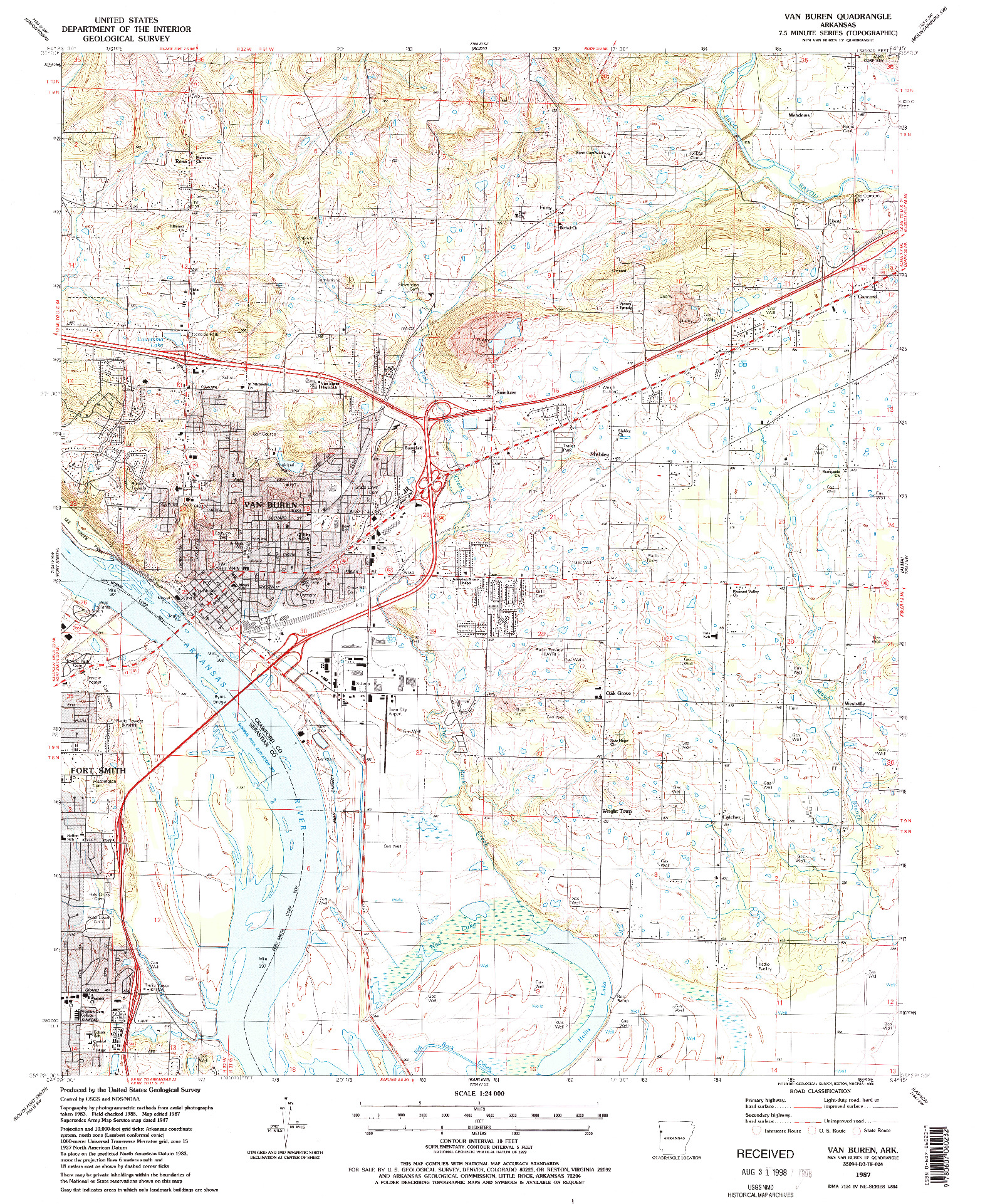 USGS 1:24000-SCALE QUADRANGLE FOR VAN BUREN, AR 1987