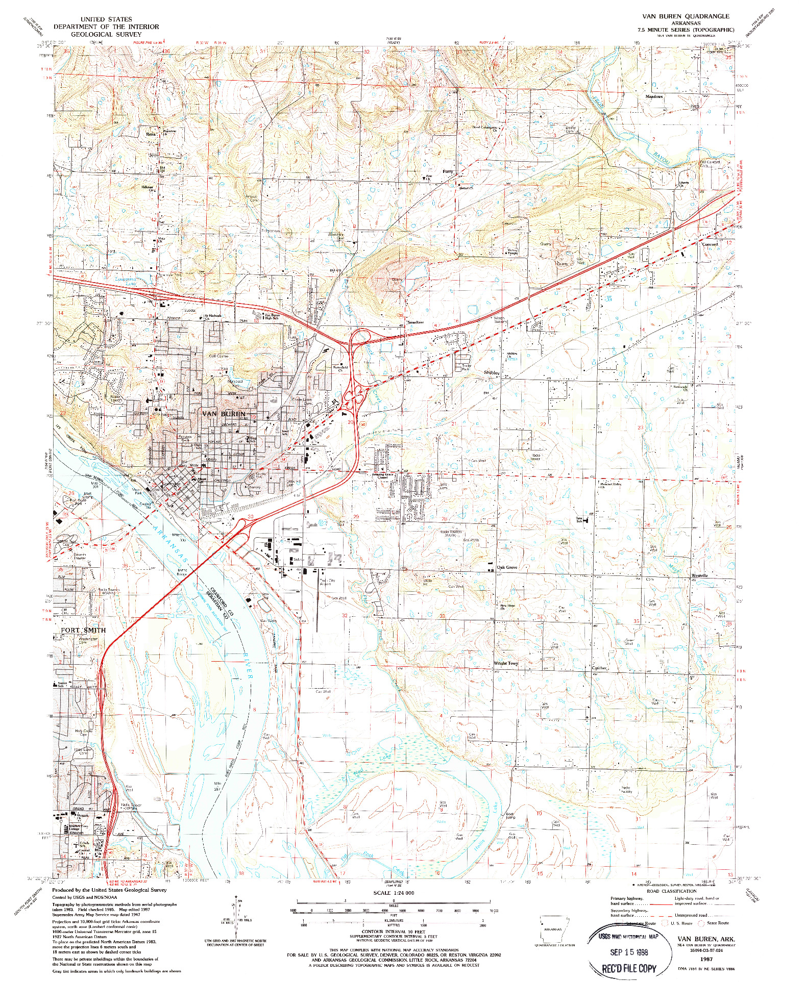 USGS 1:24000-SCALE QUADRANGLE FOR VAN BUREN, AR 1987