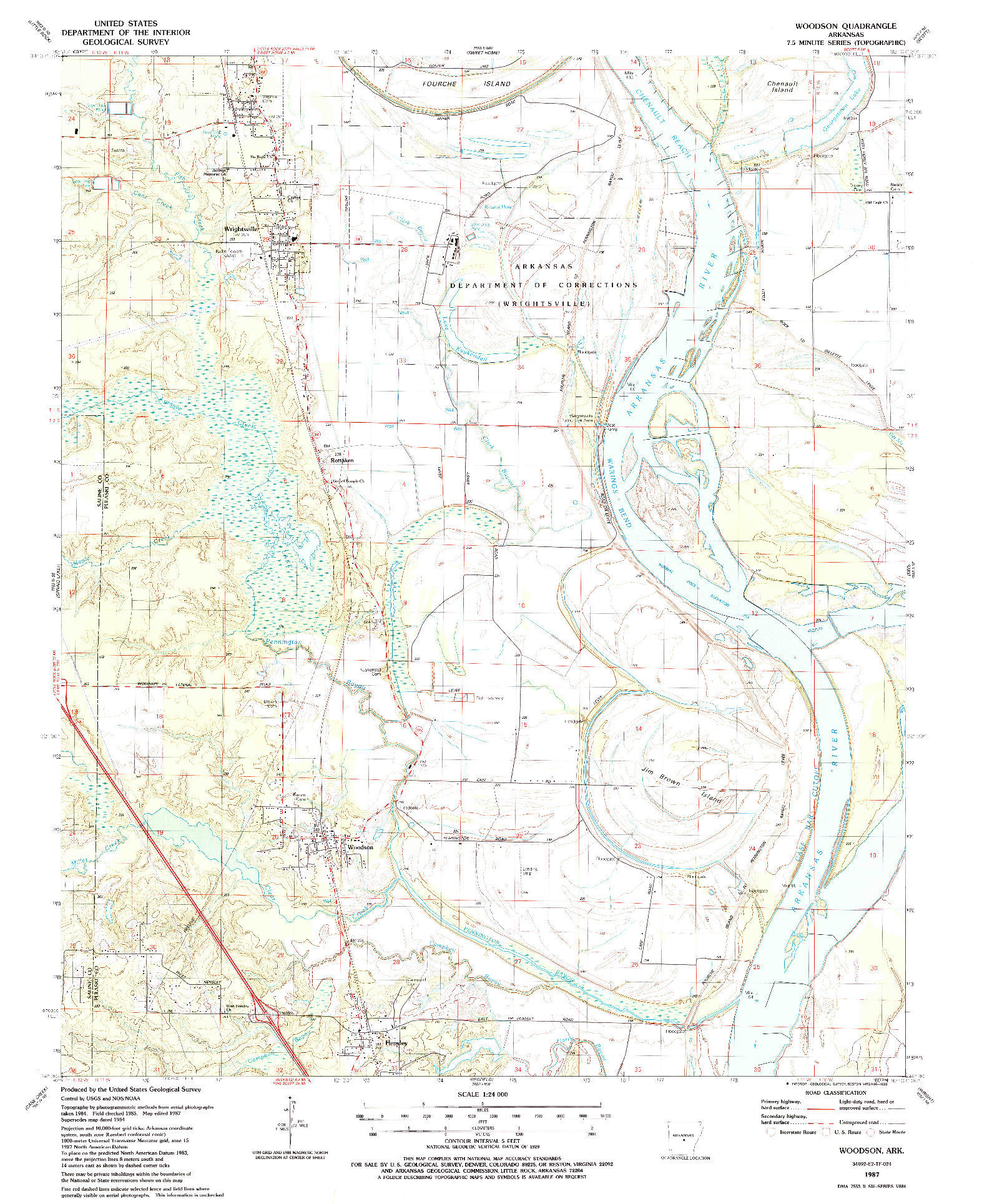 USGS 1:24000-SCALE QUADRANGLE FOR WOODSON, AR 1987