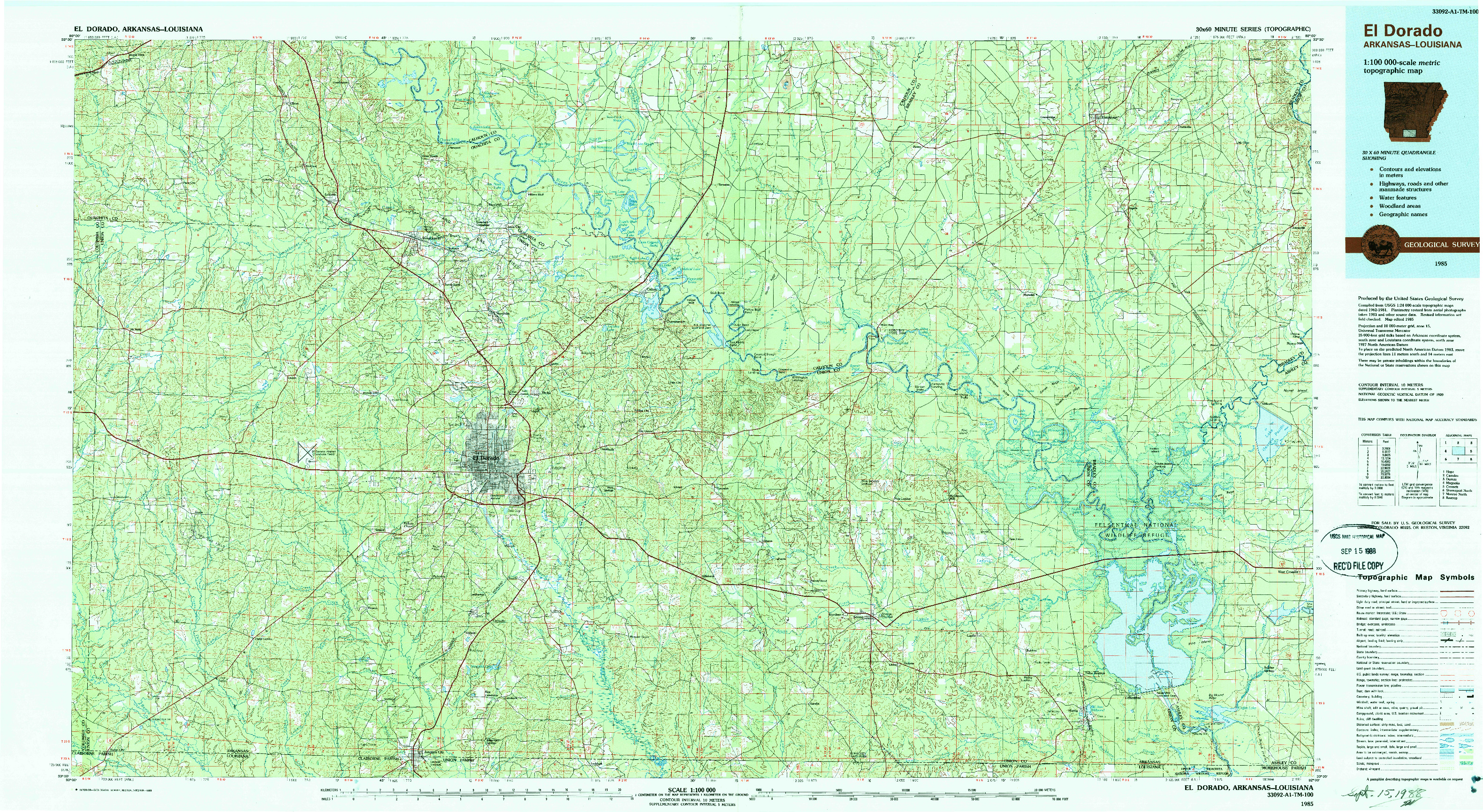 USGS 1:100000-SCALE QUADRANGLE FOR EL DORADO, AR 1985