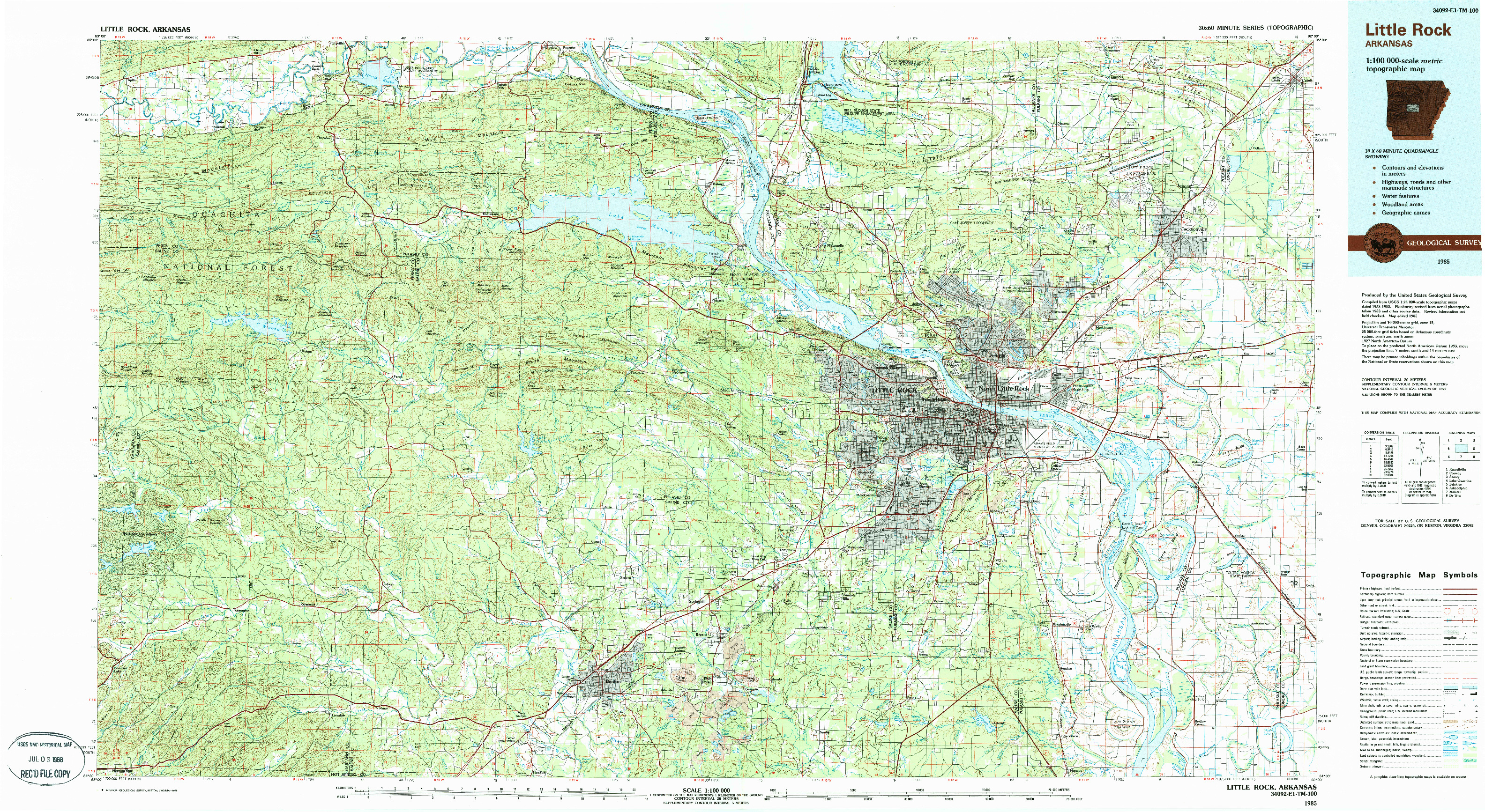 USGS 1:100000-SCALE QUADRANGLE FOR LITTLE ROCK, AR 1985