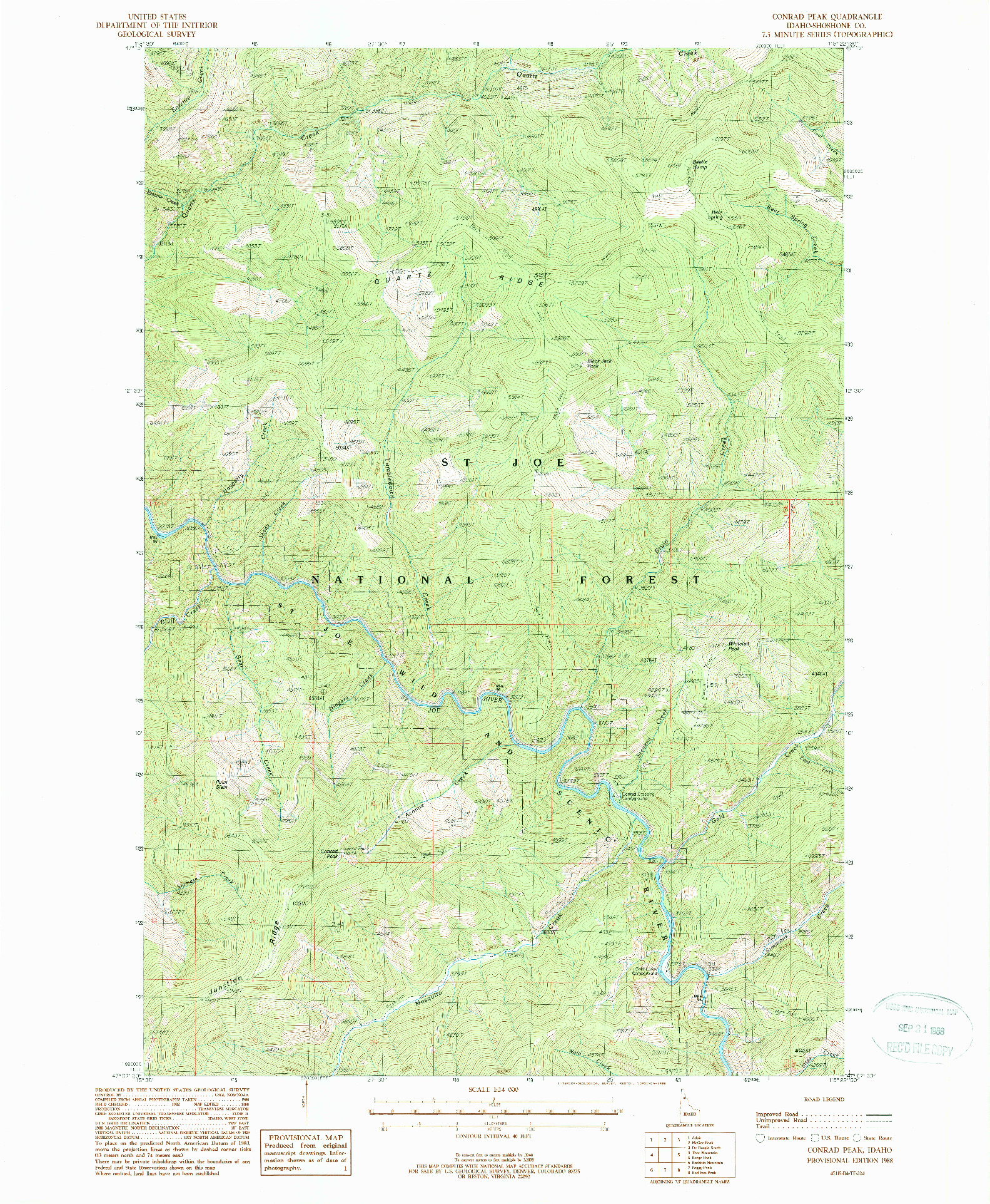 USGS 1:24000-SCALE QUADRANGLE FOR CONRAD PEAK, ID 1988