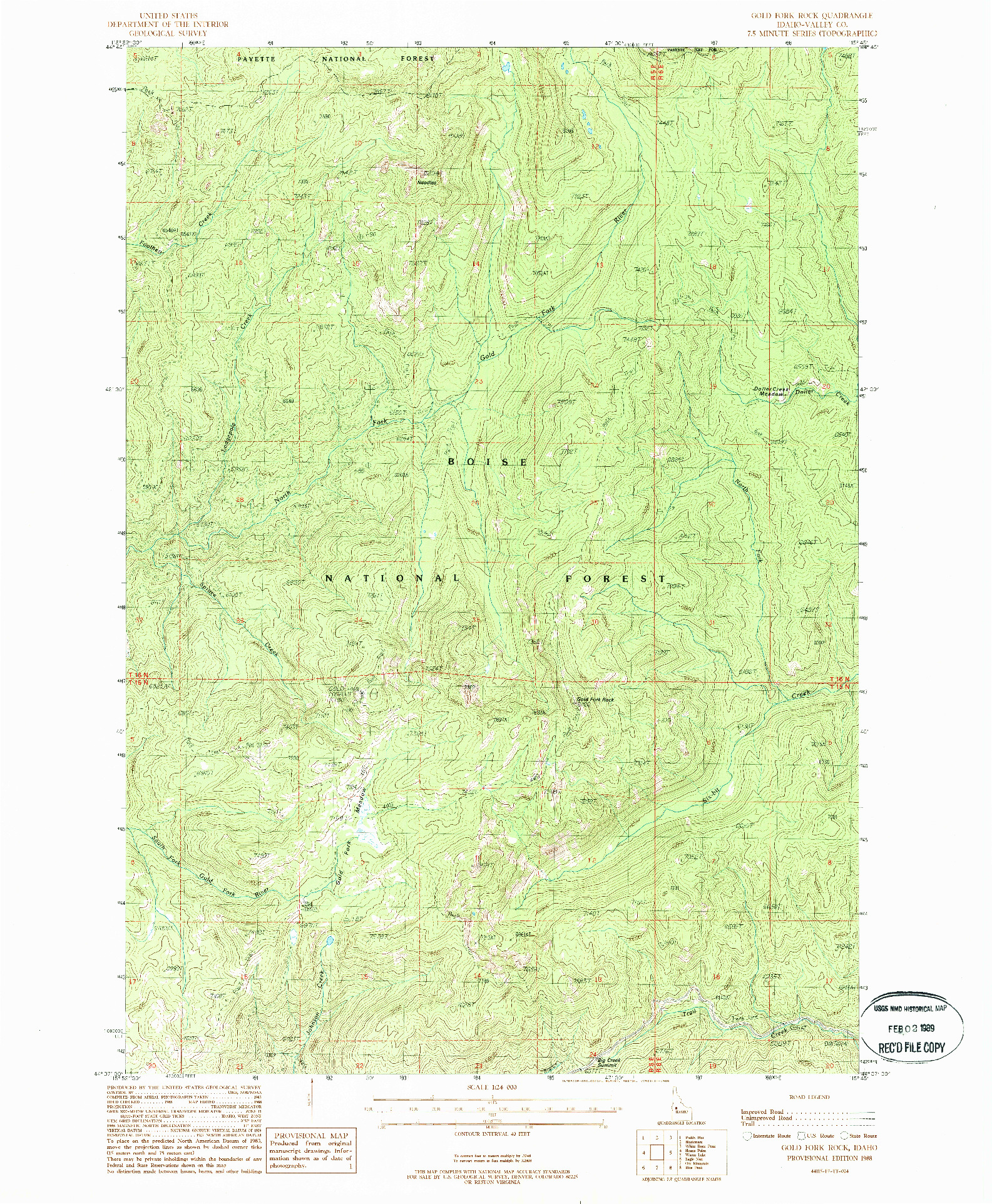 USGS 1:24000-SCALE QUADRANGLE FOR GOLD FORK ROCK, ID 1988