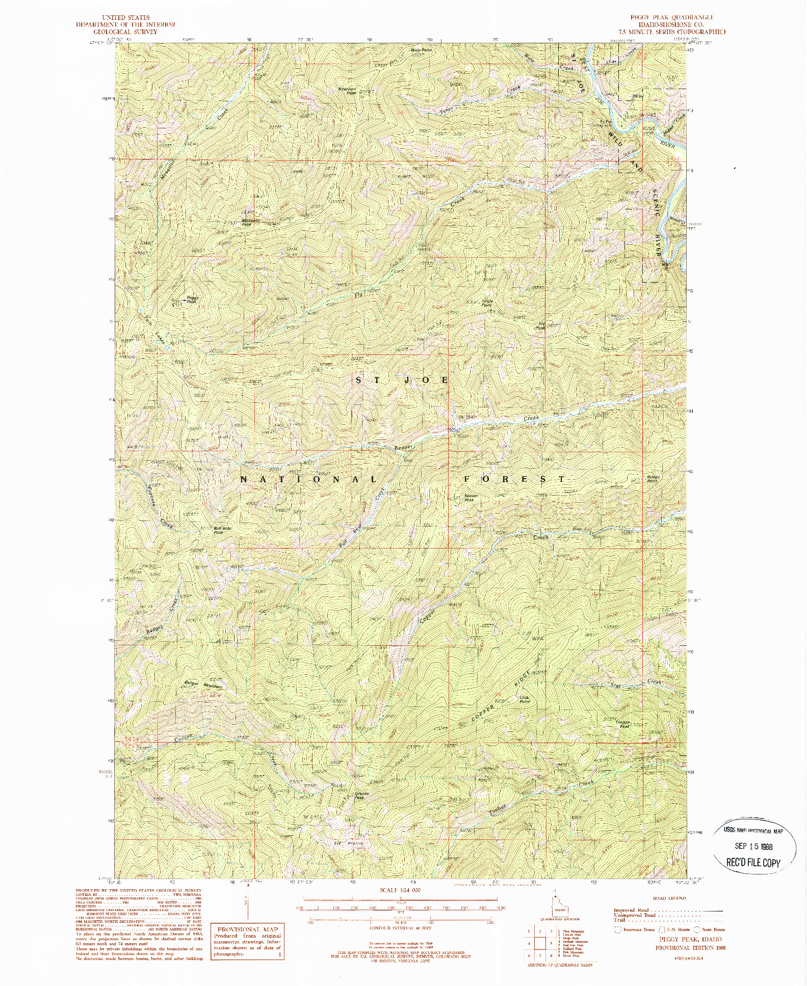 USGS 1:24000-SCALE QUADRANGLE FOR PEGGY PEAK, ID 1988