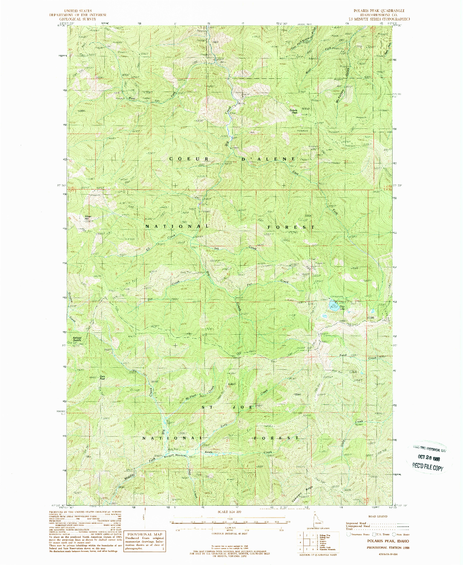 USGS 1:24000-SCALE QUADRANGLE FOR POLARIS PEAK, ID 1988