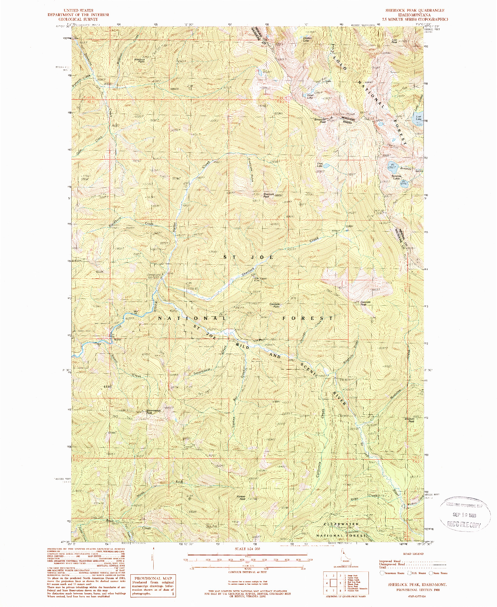 USGS 1:24000-SCALE QUADRANGLE FOR SHERLOCK PEAK, ID 1988