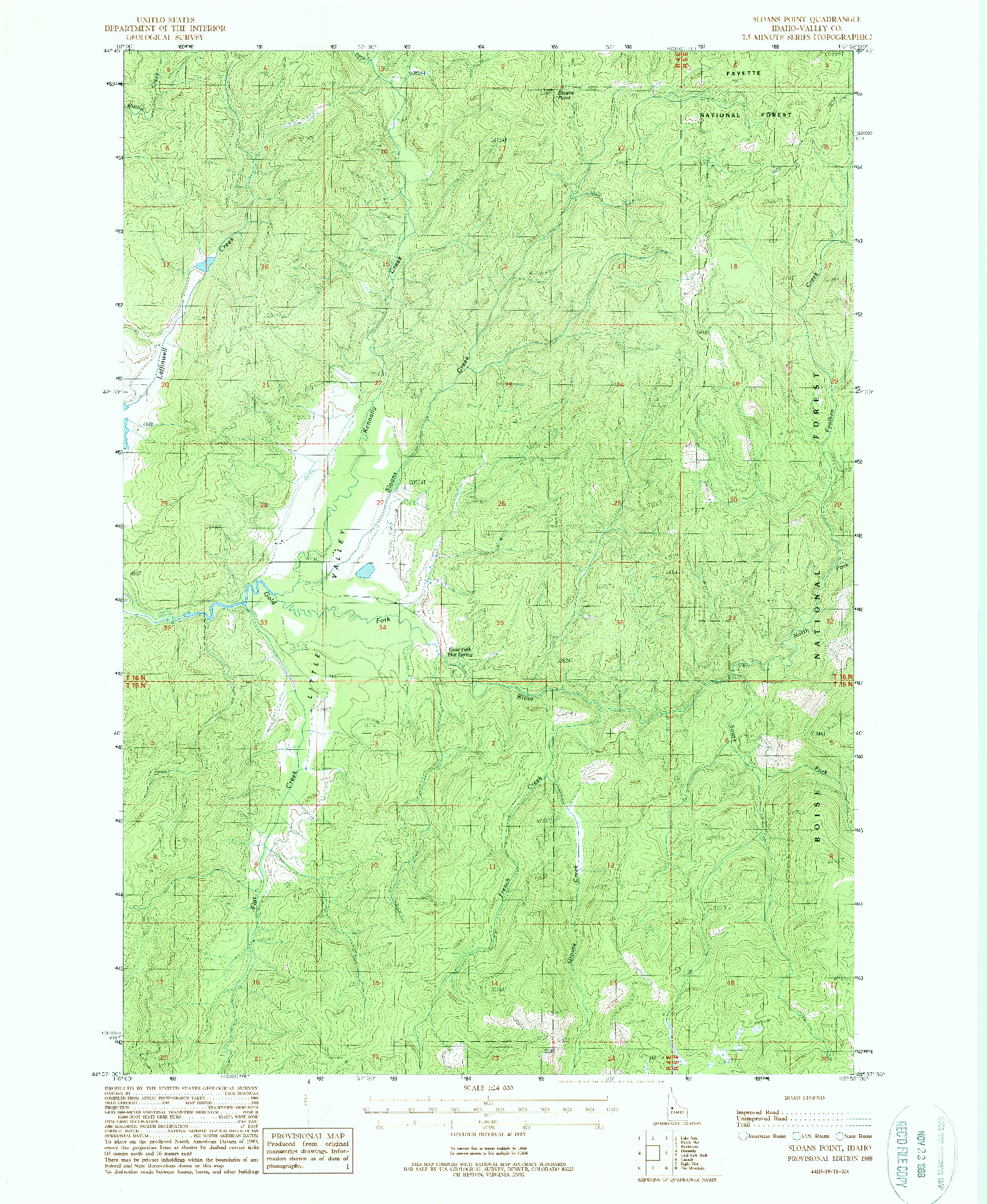 USGS 1:24000-SCALE QUADRANGLE FOR SLOANS POINT, ID 1988