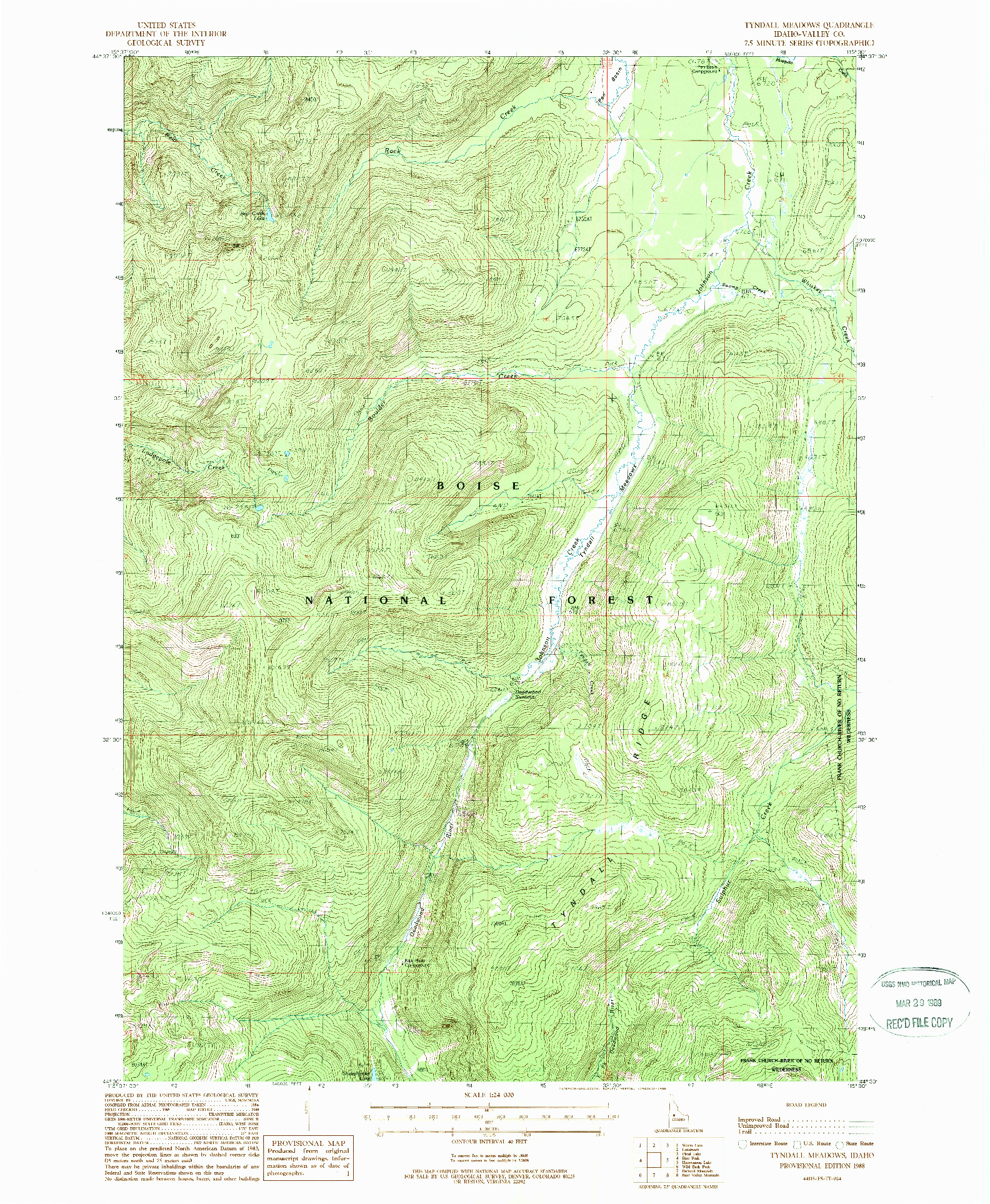 USGS 1:24000-SCALE QUADRANGLE FOR TYNDALL MEADOWS, ID 1988