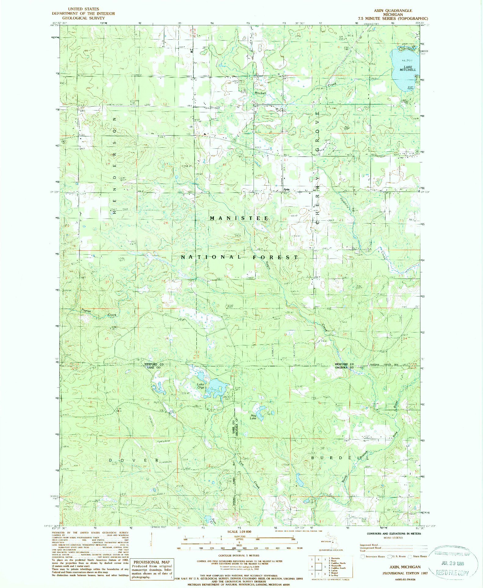 USGS 1:24000-SCALE QUADRANGLE FOR AXIN, MI 1987