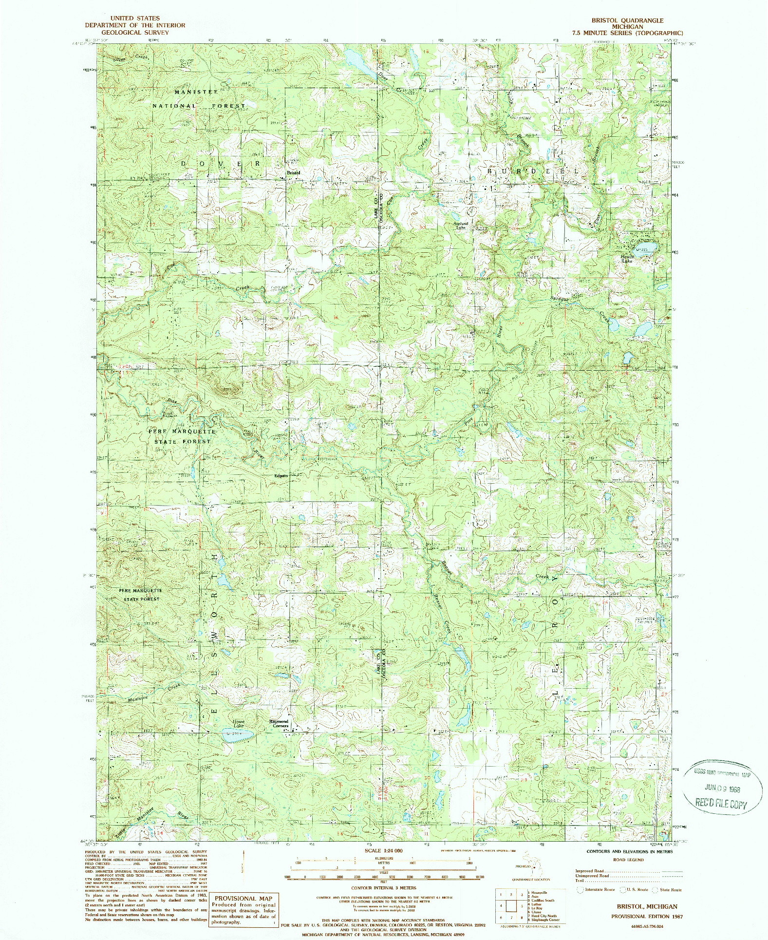 USGS 1:24000-SCALE QUADRANGLE FOR BRISTOL, MI 1987